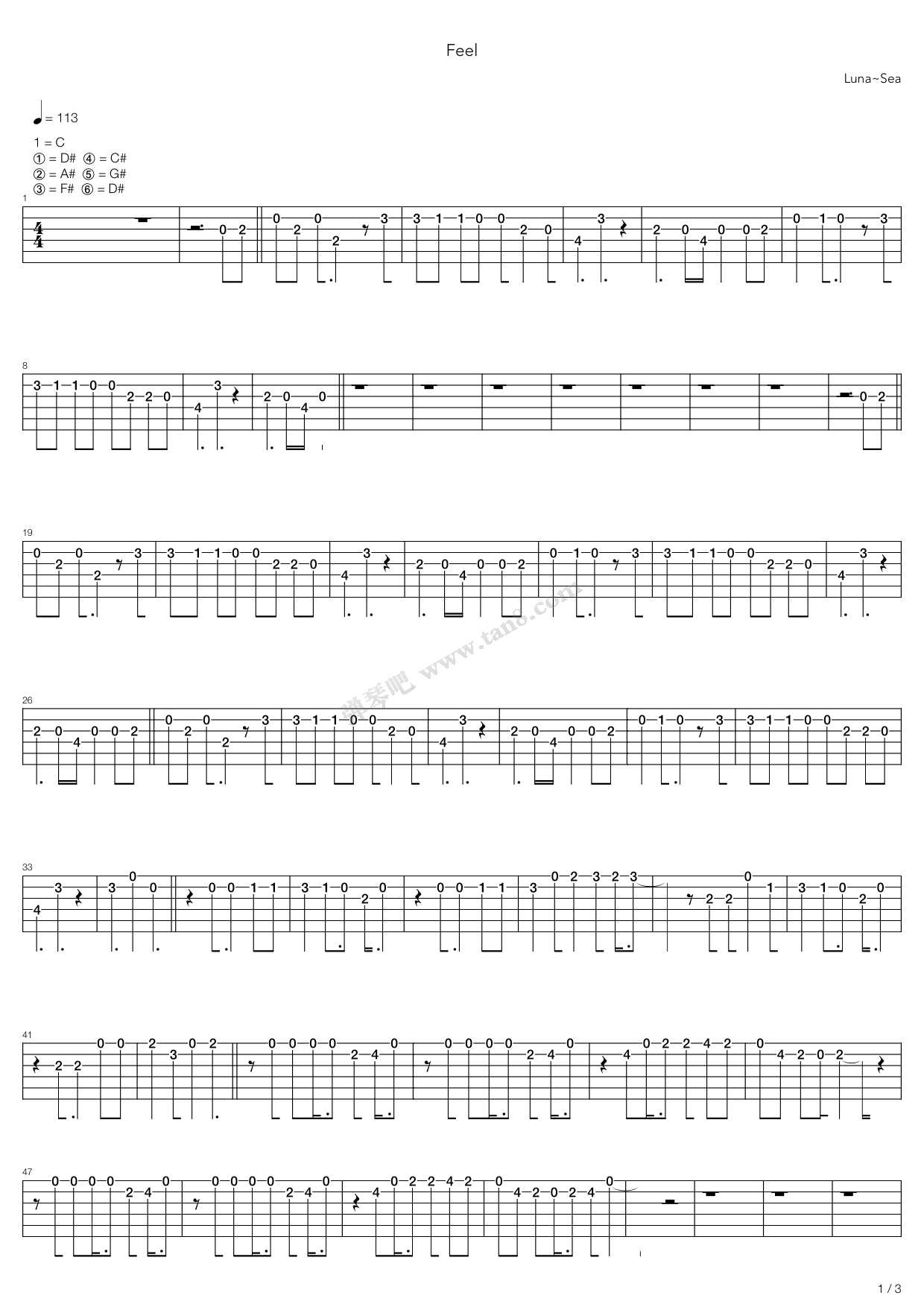 《Feel》吉他谱-C大调音乐网