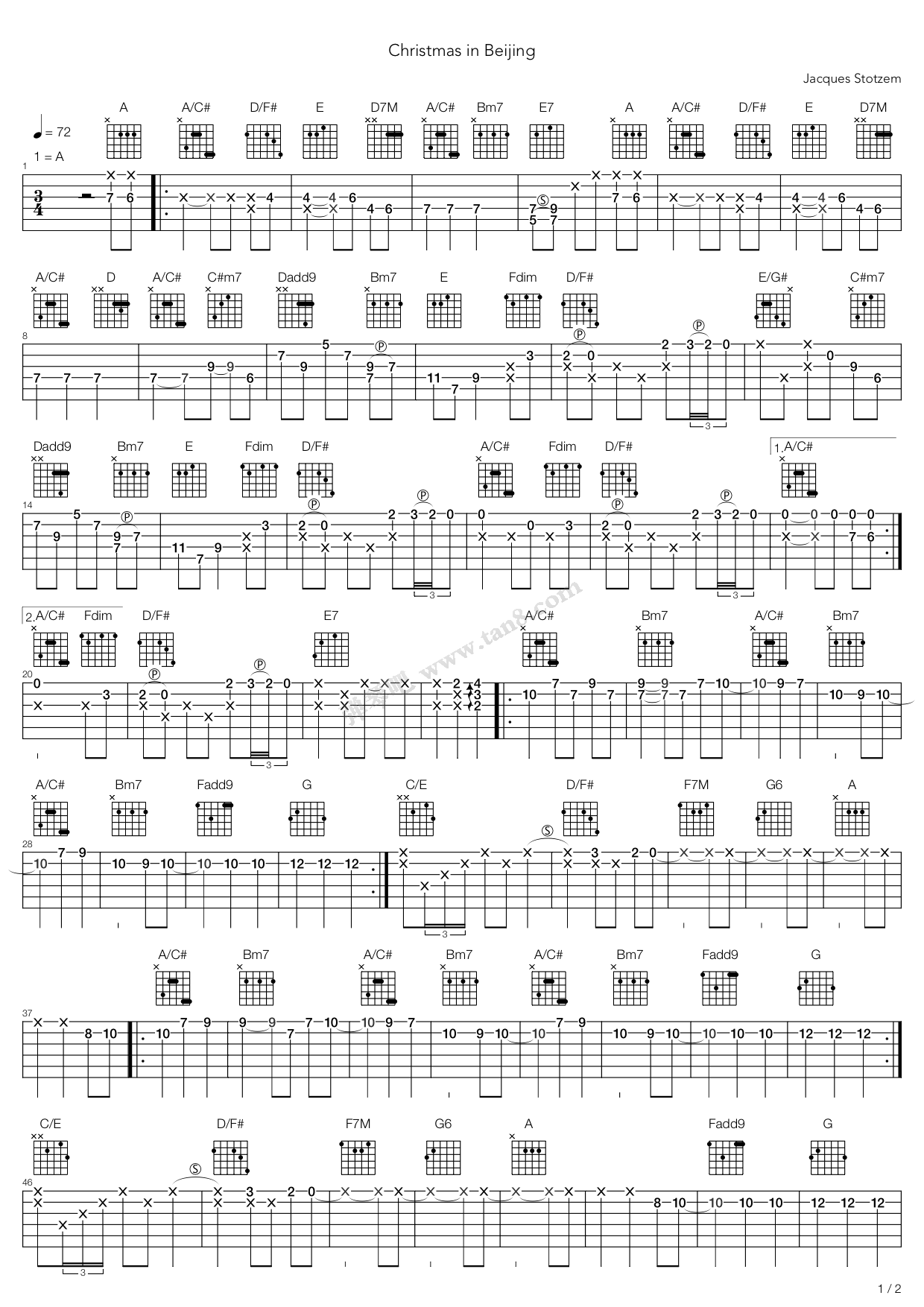 《Christmas in Beijing》吉他谱-C大调音乐网