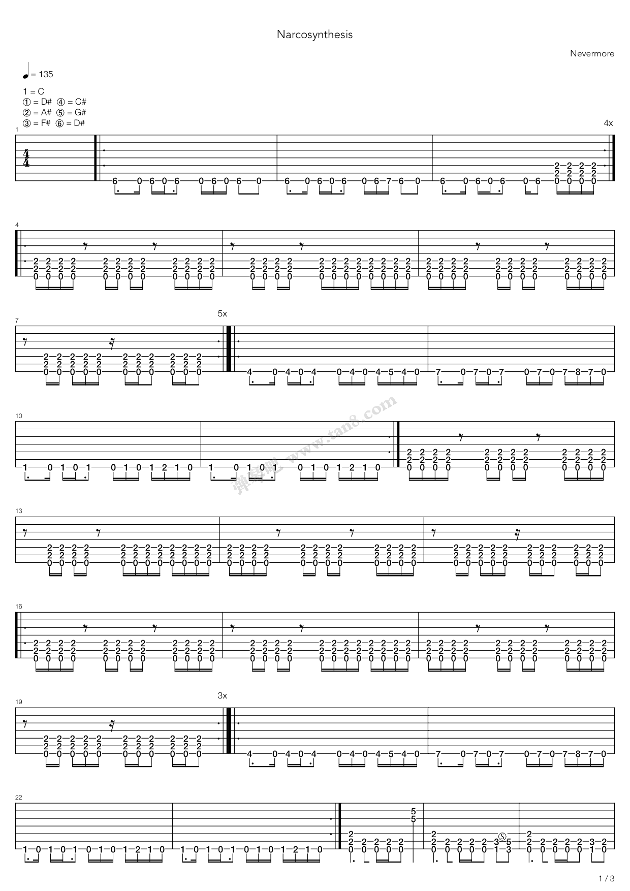 《Narcosynthesis》吉他谱-C大调音乐网
