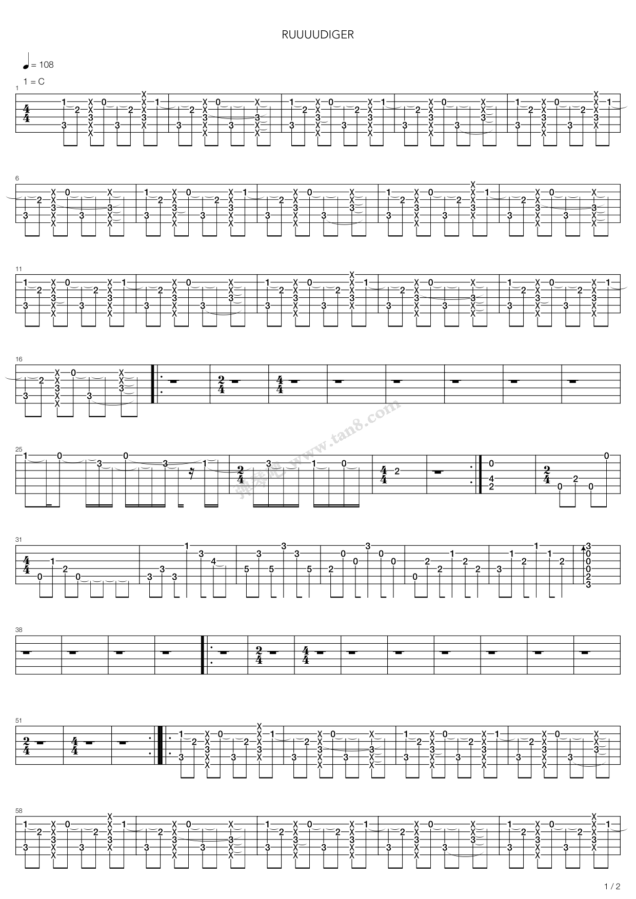 《Rudiger》吉他谱-C大调音乐网