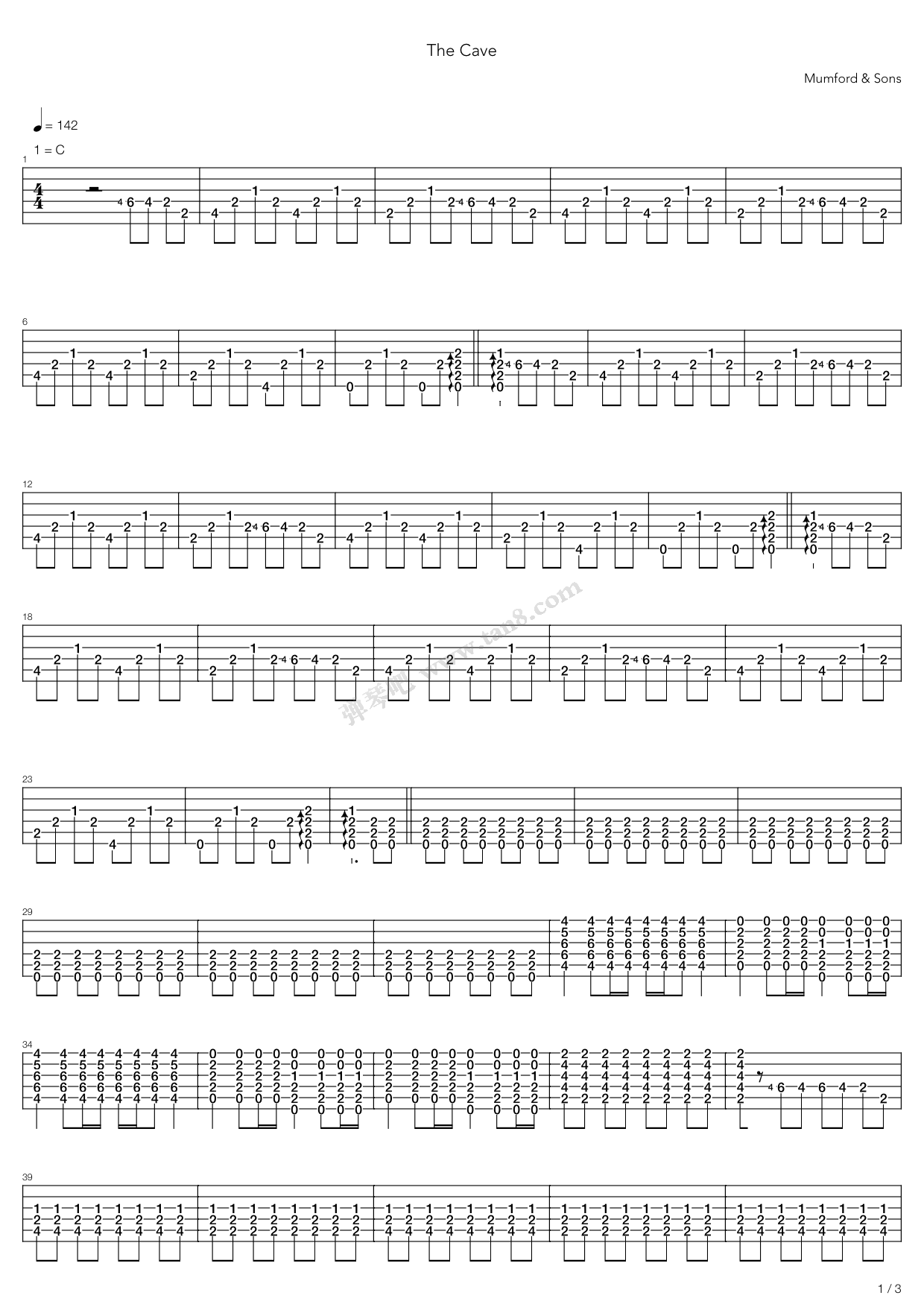 《The Cave》吉他谱-C大调音乐网