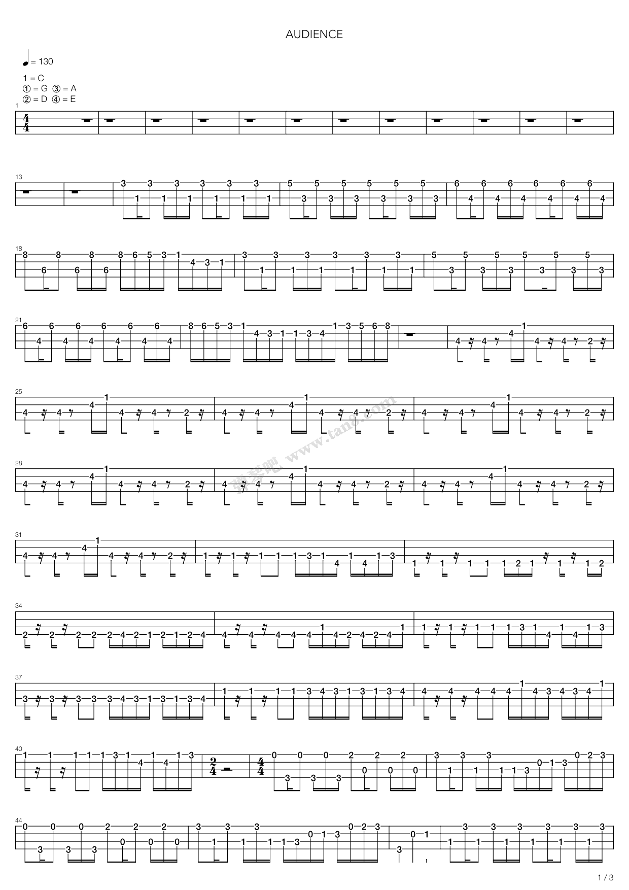 《Audience》吉他谱-C大调音乐网