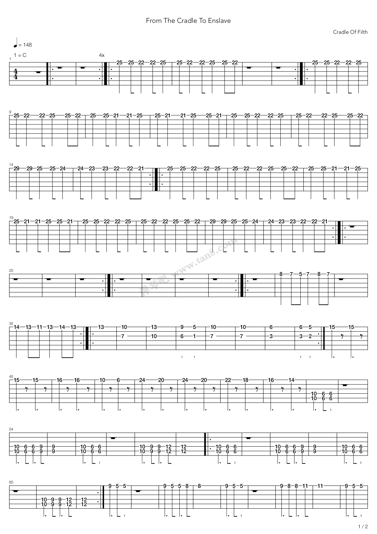 《From The Cradle To Enslave》吉他谱-C大调音乐网