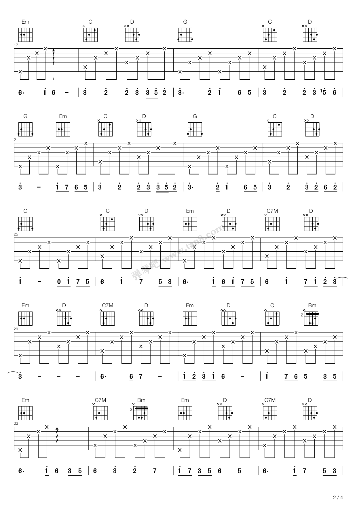 《奇迹之山（奇跡の山，G调二重奏吉他谱）》吉他谱-C大调音乐网