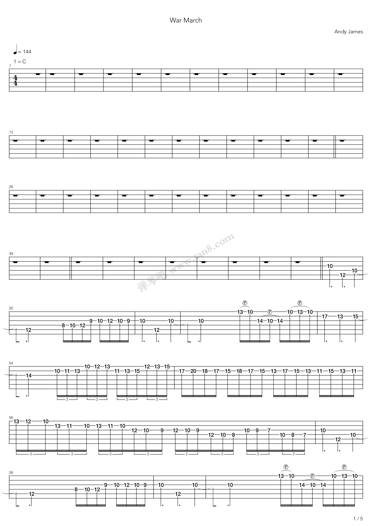 《War March》吉他谱-C大调音乐网