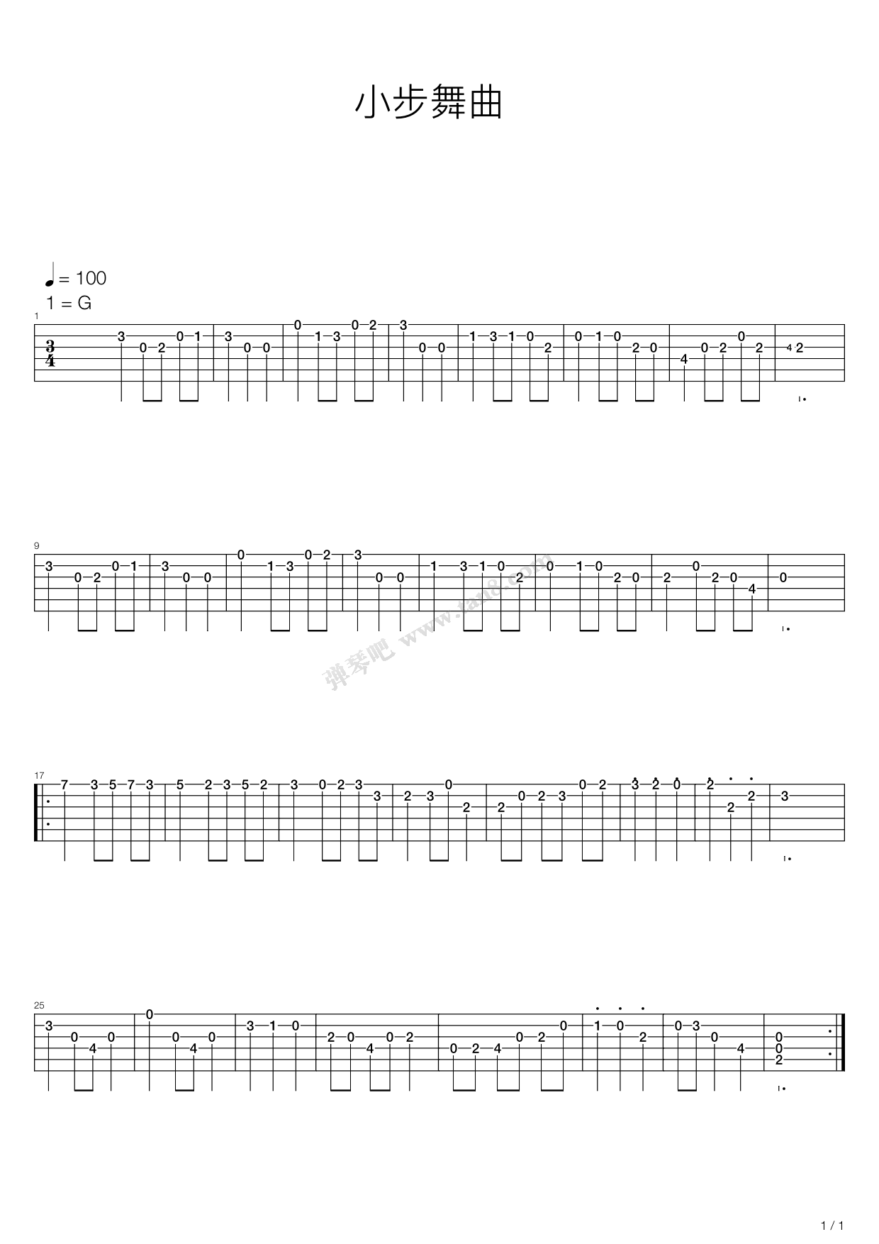 《Minuet In G》吉他谱-C大调音乐网