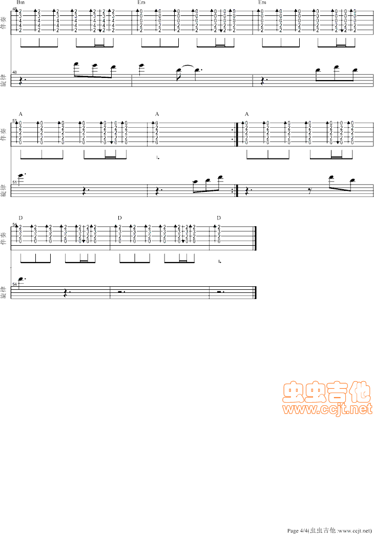 《春天里（D调）乐队总谱》吉他谱-C大调音乐网