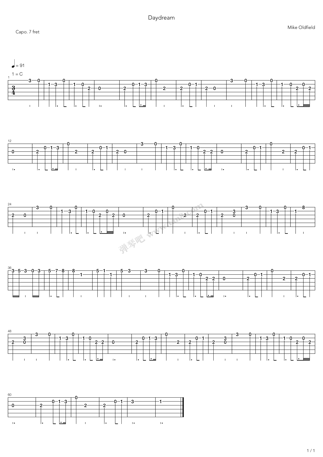 《Daydream》吉他谱-C大调音乐网