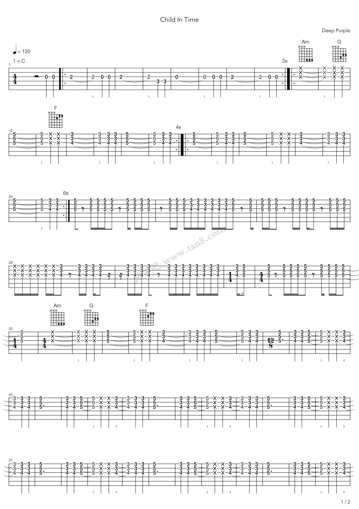 《Child In Time》吉他谱-C大调音乐网