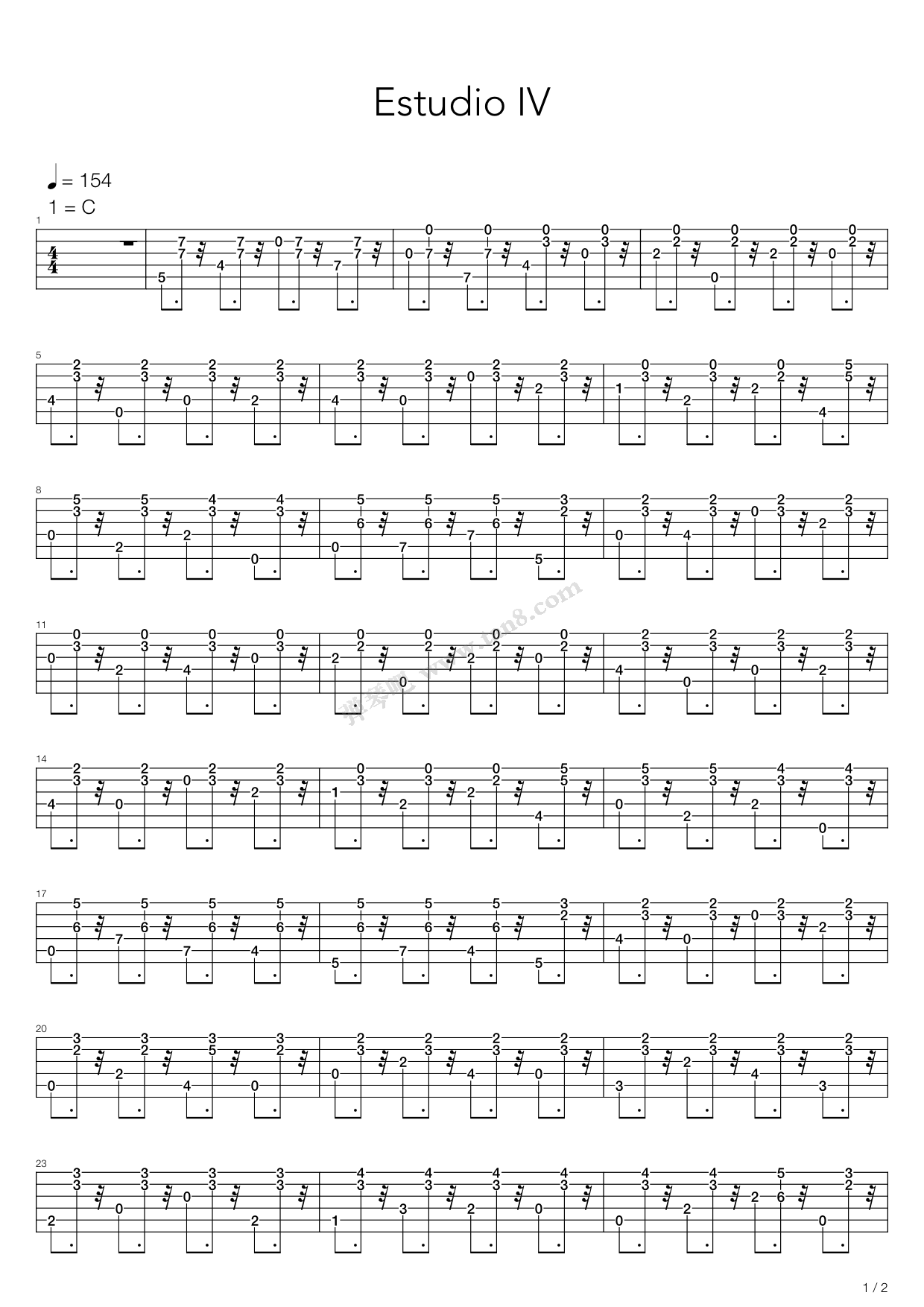 《Estudio No 4》吉他谱-C大调音乐网