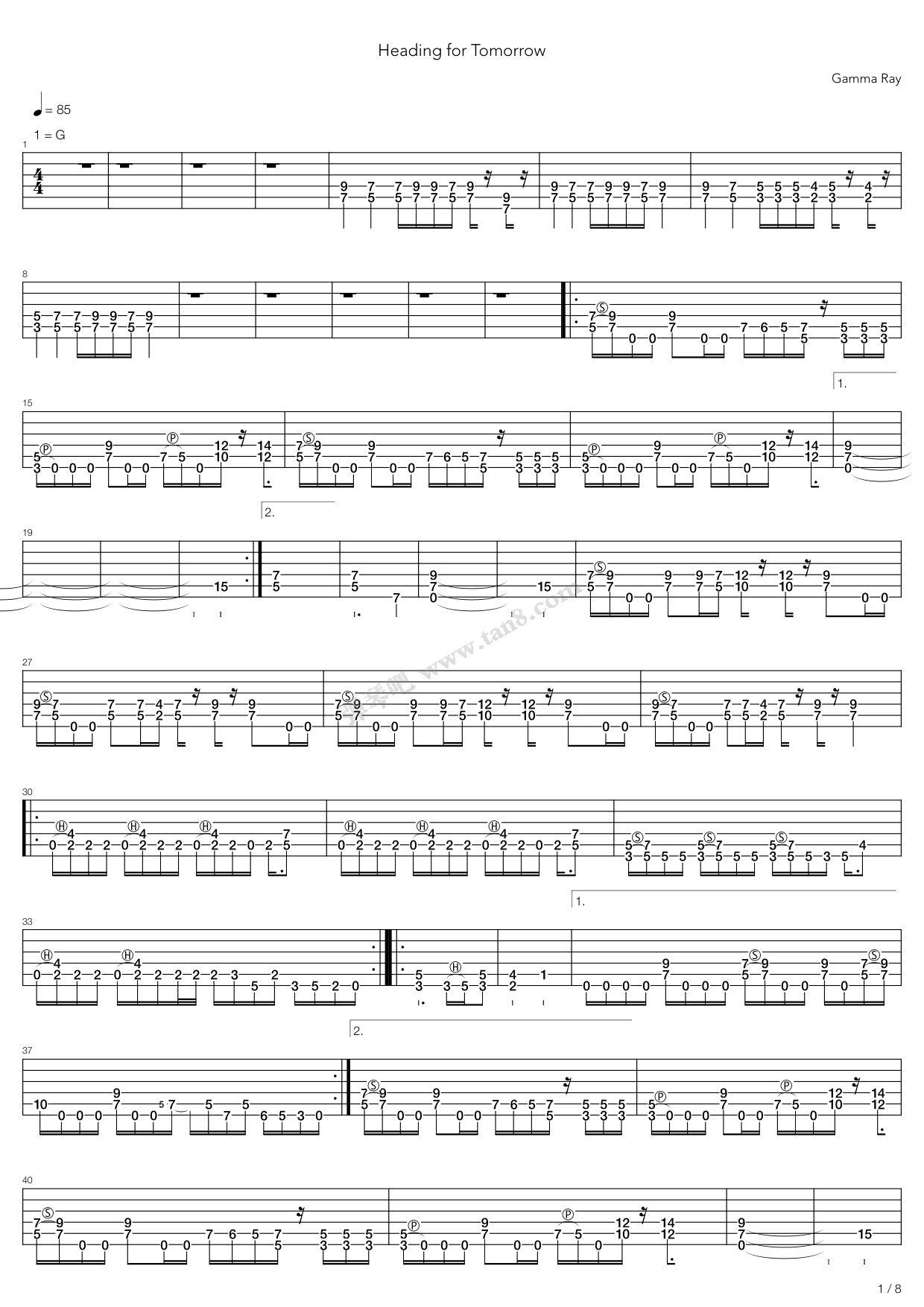 《Heading For Tomorrow》吉他谱-C大调音乐网