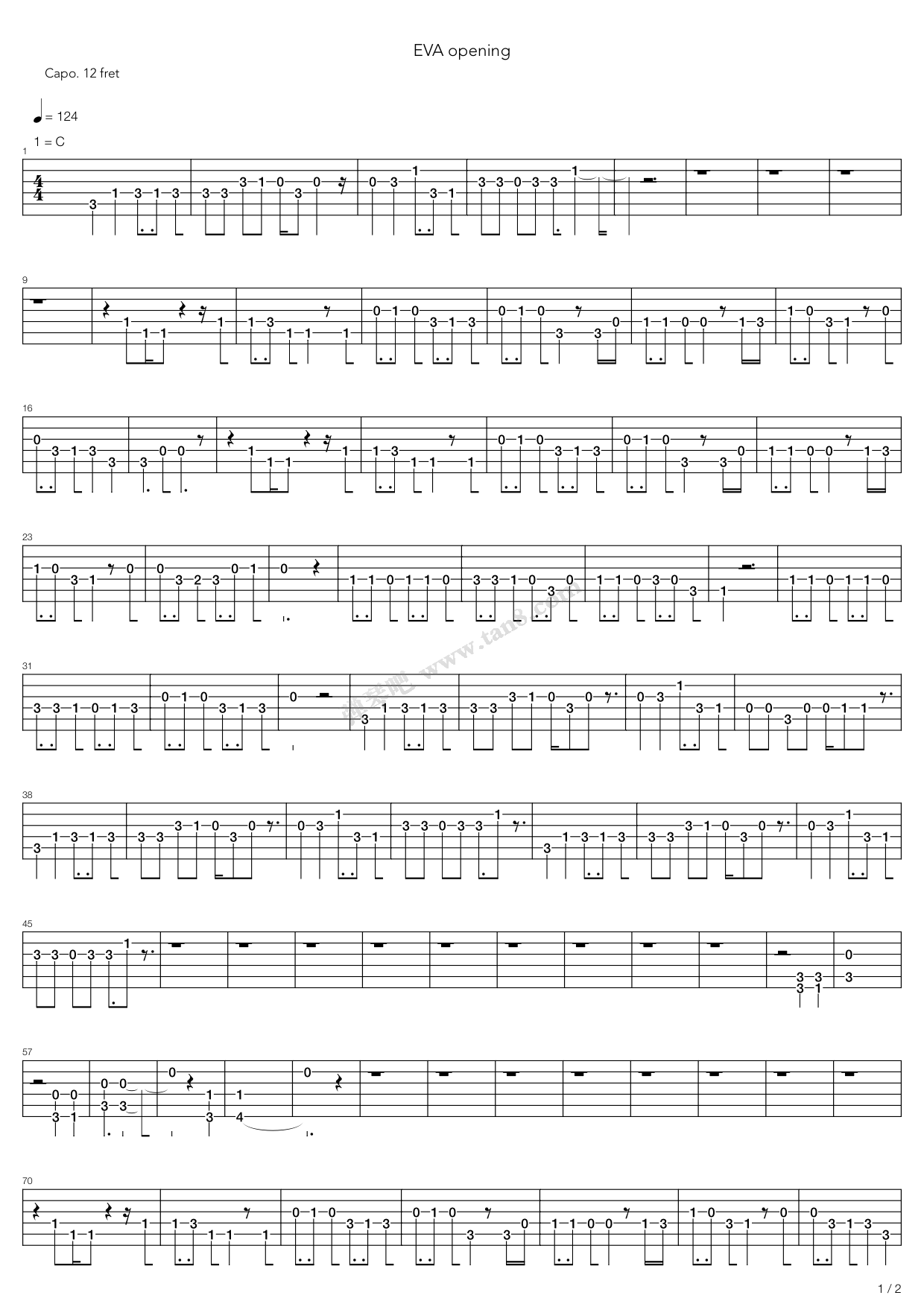 《新世纪福音战士(EVA) - 残酷的天使纲领》吉他谱-C大调音乐网