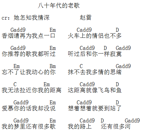 《赵雷《八十年代的歌》吉他弹唱六线谱》吉他谱-C大调音乐网