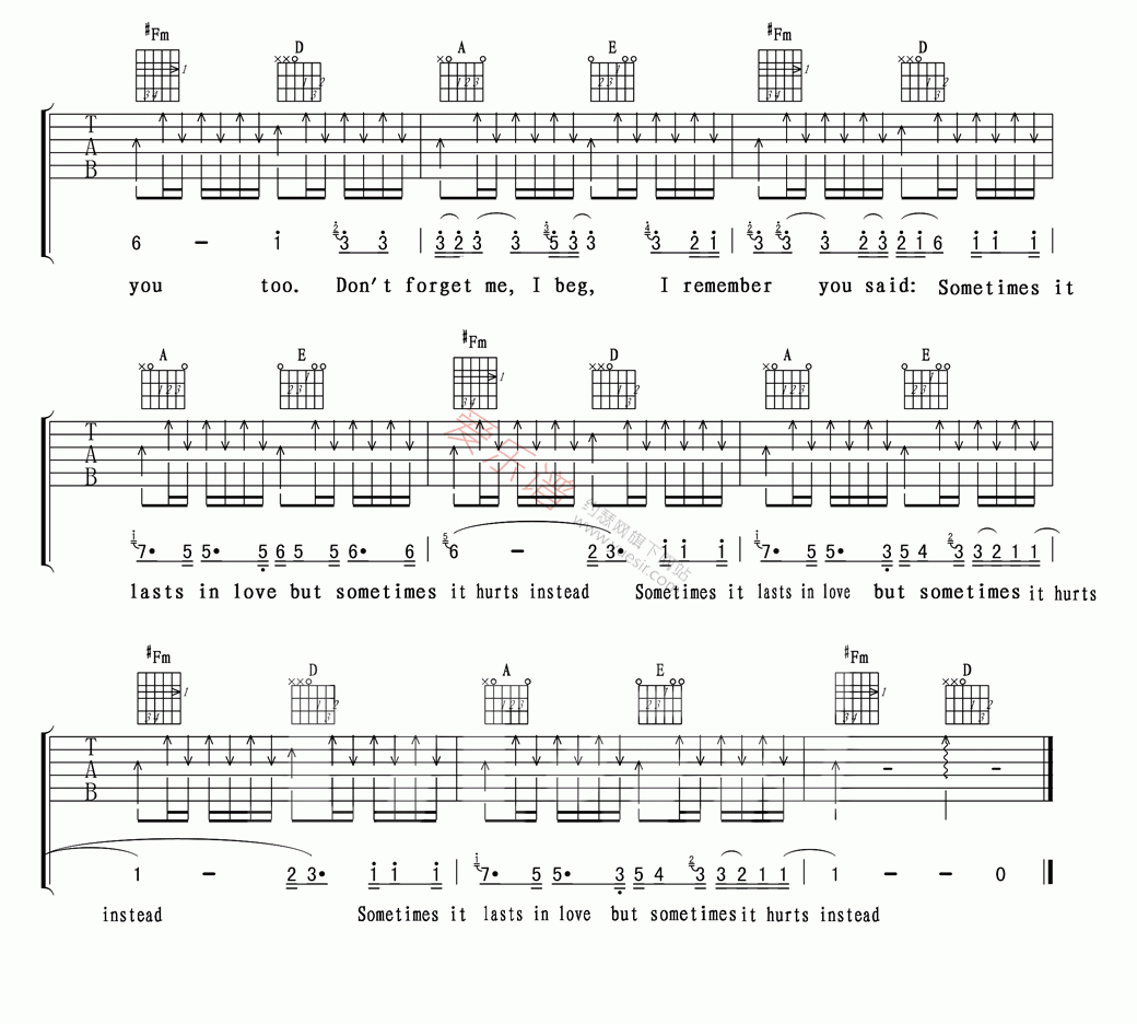 《Adele(阿黛尔)《Someone Like You(高清版)》》吉他谱-C大调音乐网