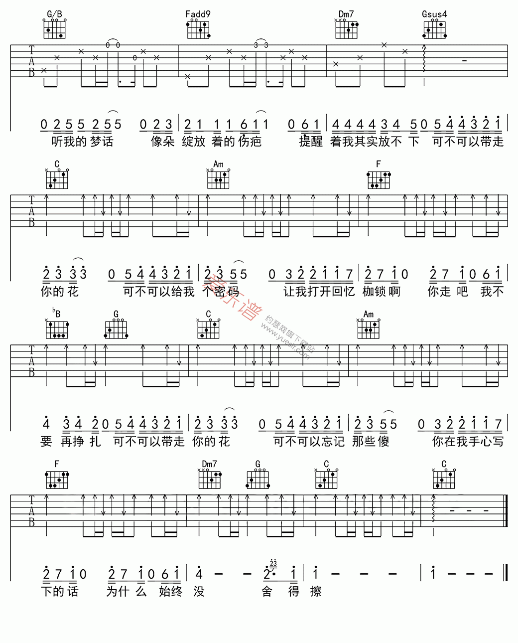 《王栋鑫《可不可以忘记》》吉他谱-C大调音乐网