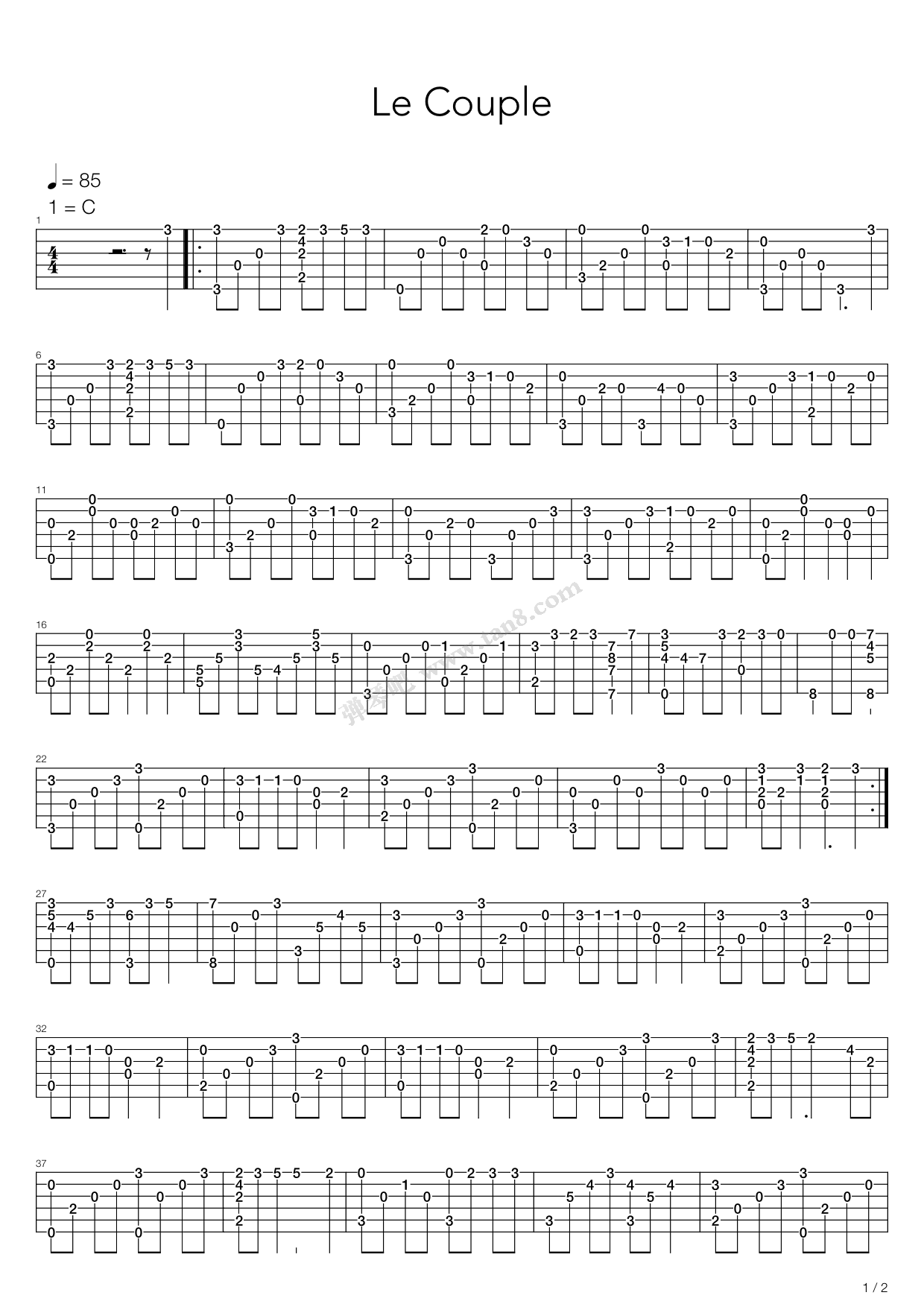《Le Couple(温暖的诗句)》吉他谱-C大调音乐网