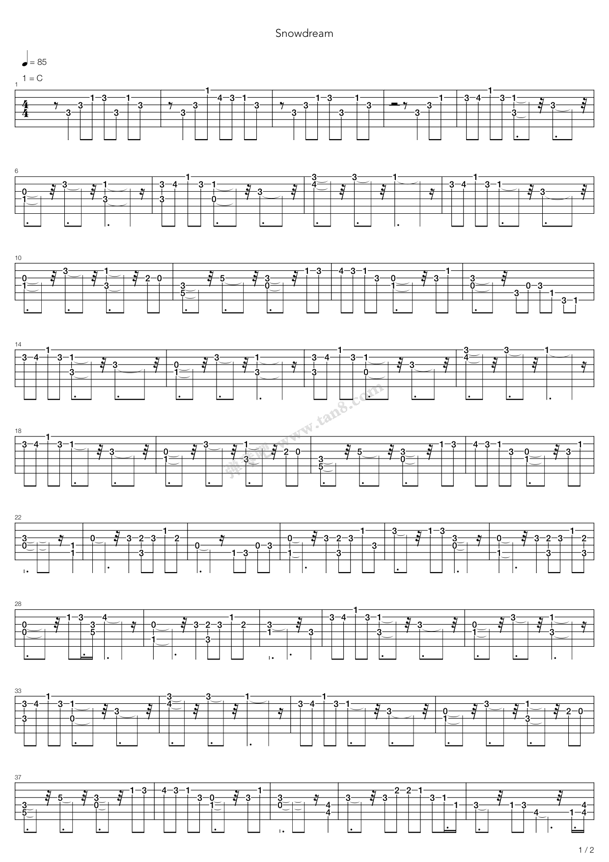 《Snowdream(雪之梦)》吉他谱-C大调音乐网
