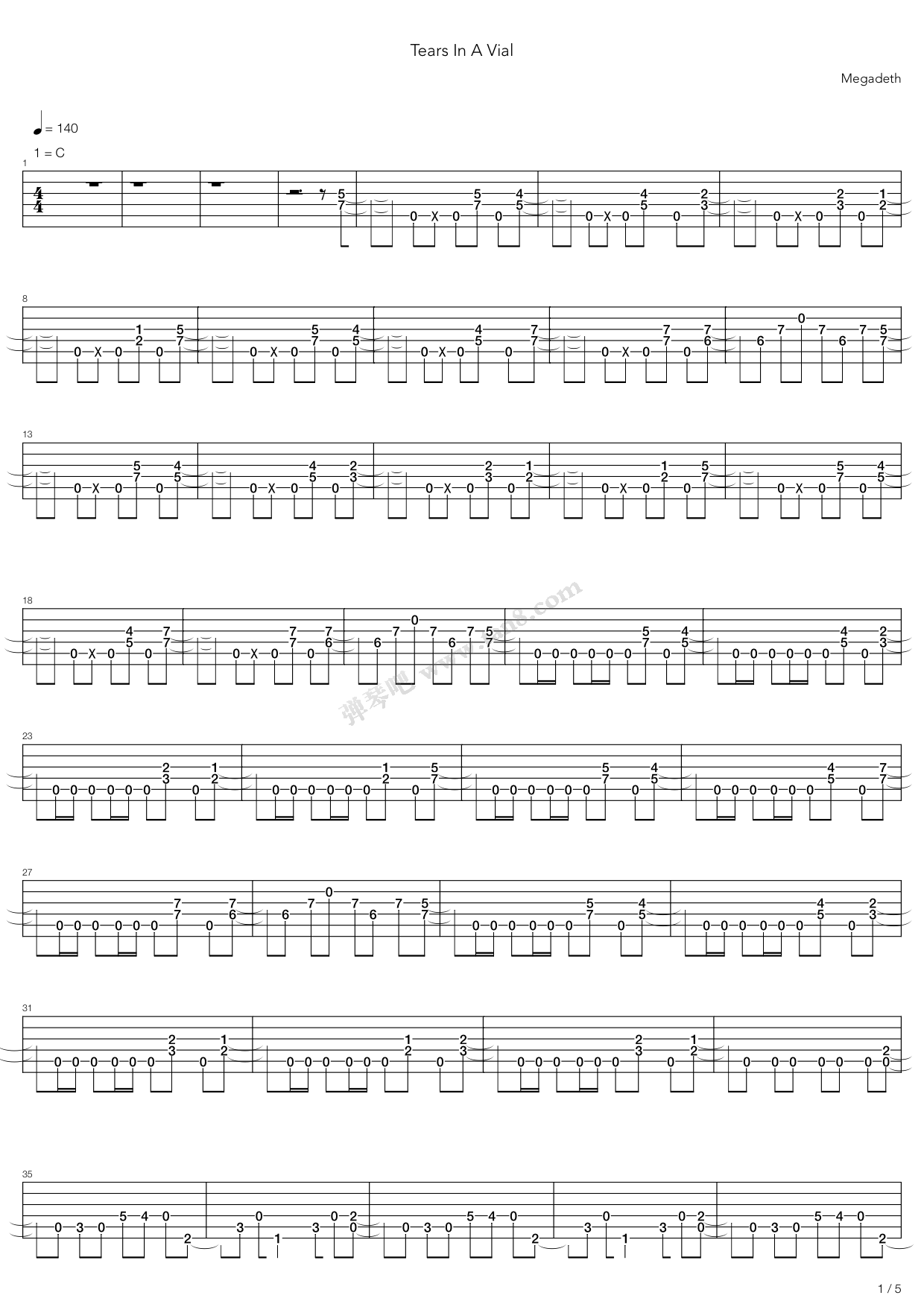《Tears In A Vial》吉他谱-C大调音乐网