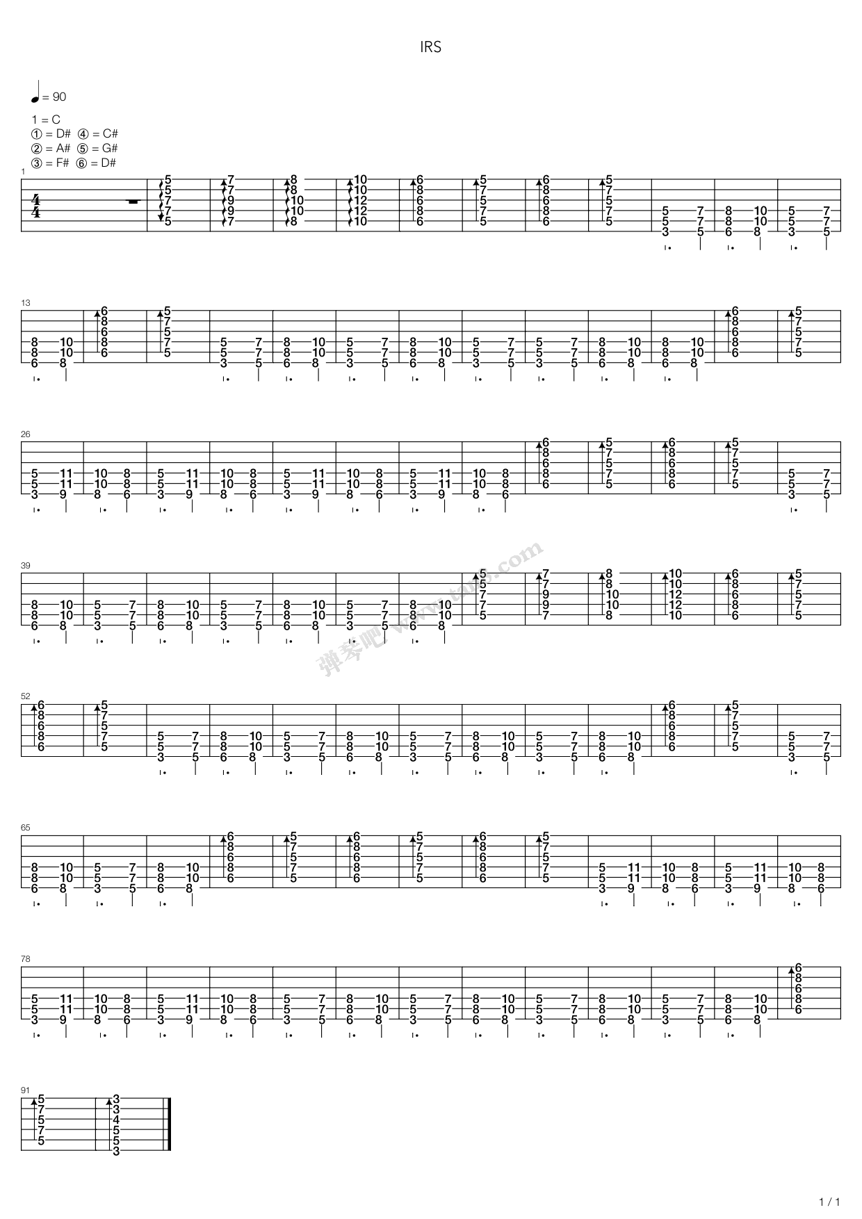《Irs》吉他谱-C大调音乐网