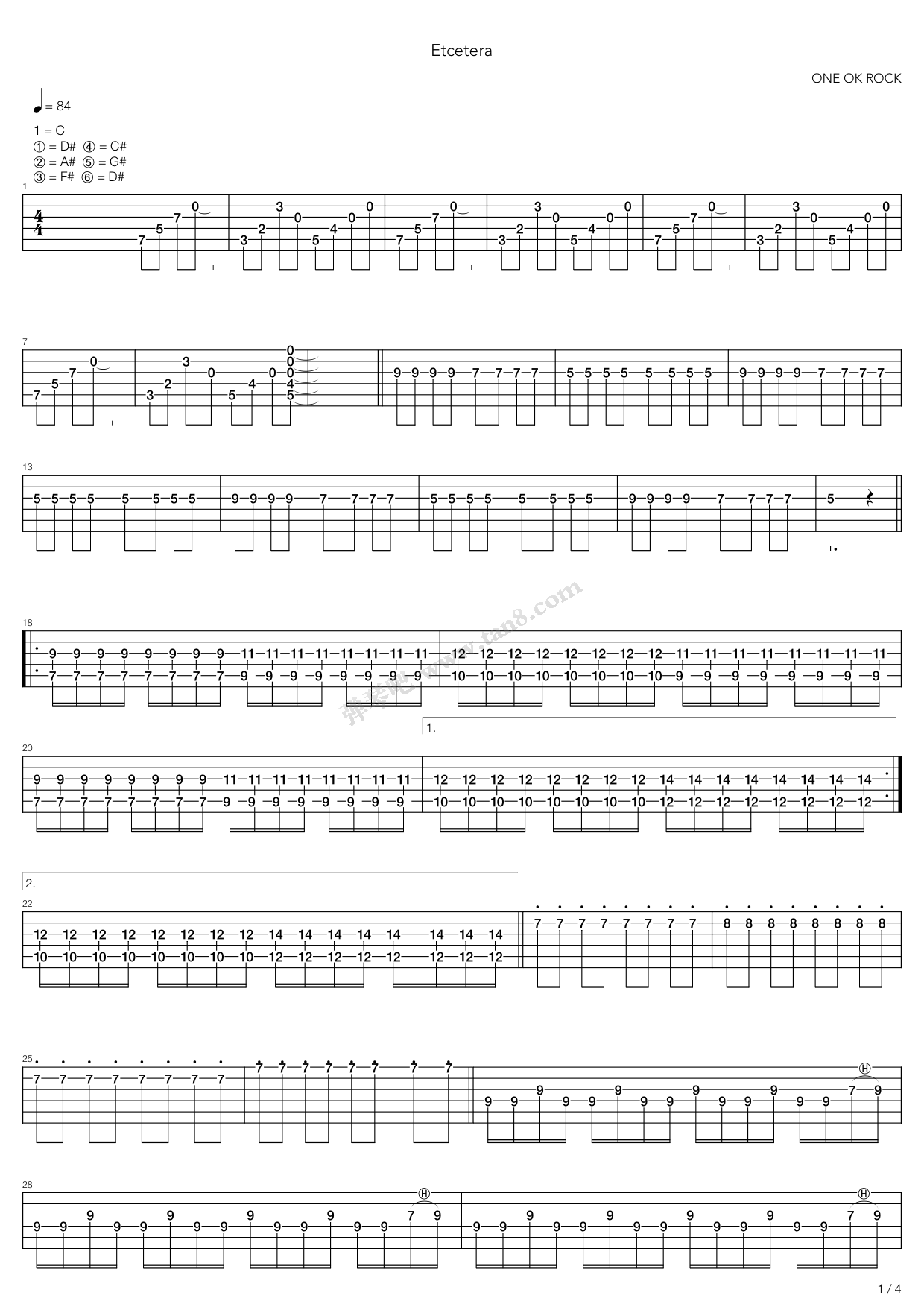 《Et Cetera》吉他谱-C大调音乐网
