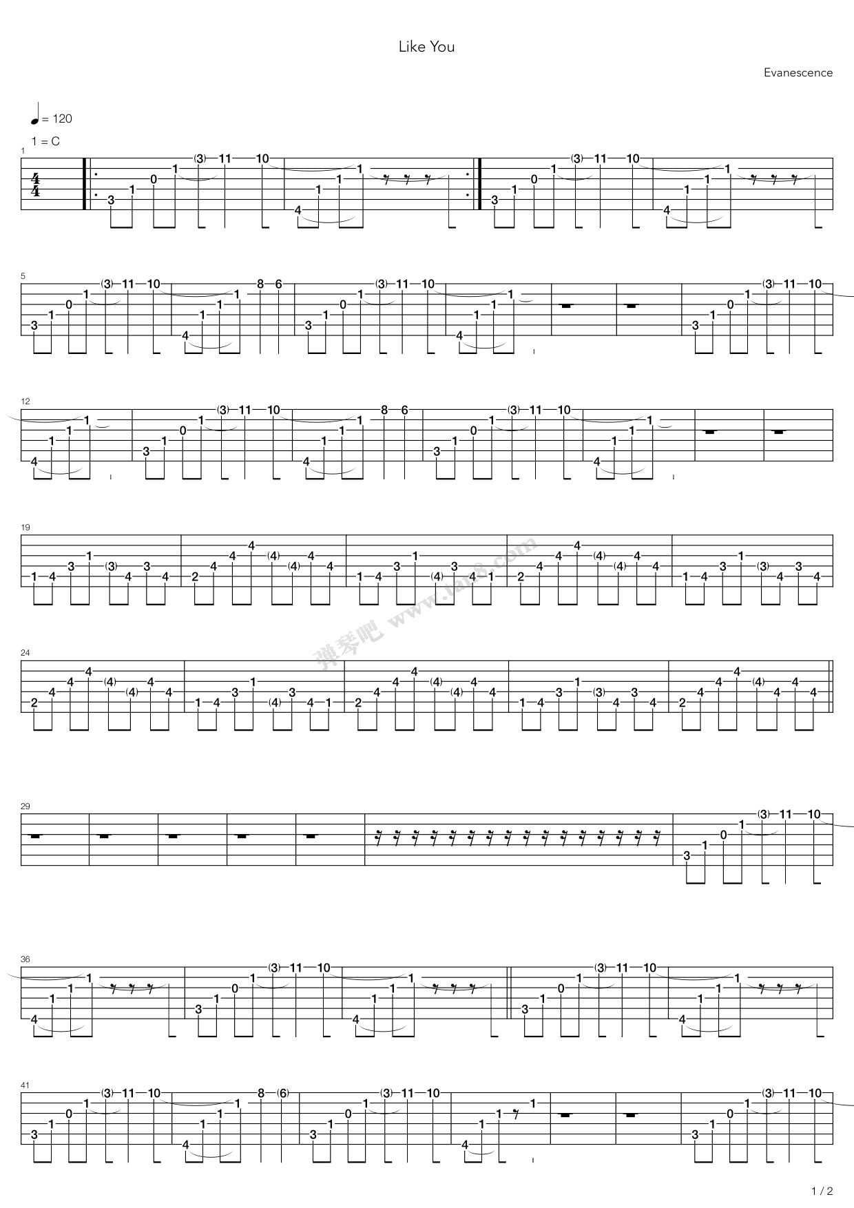 《Like You》吉他谱-C大调音乐网