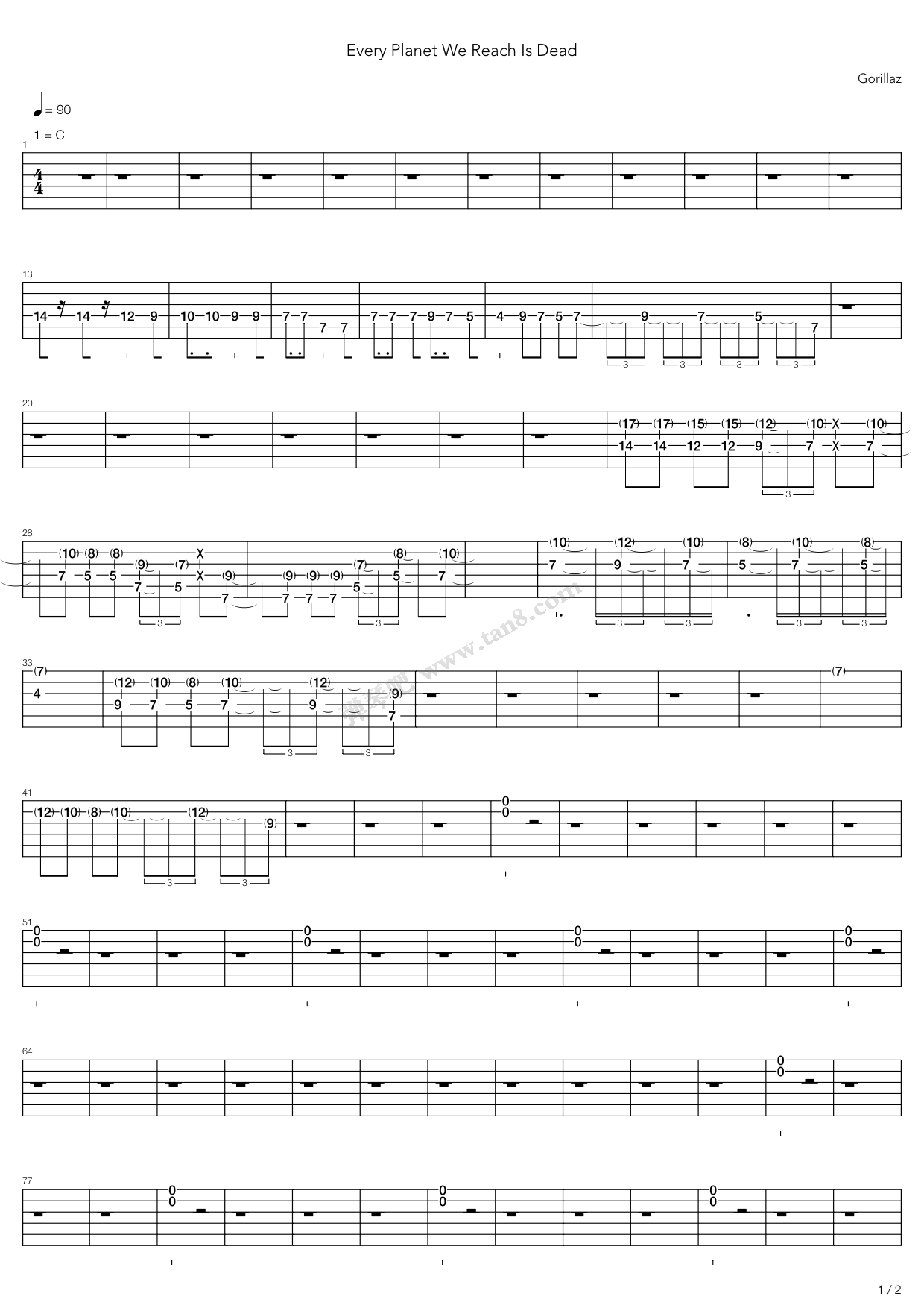 《Every Planet We Reach Is Dead》吉他谱-C大调音乐网