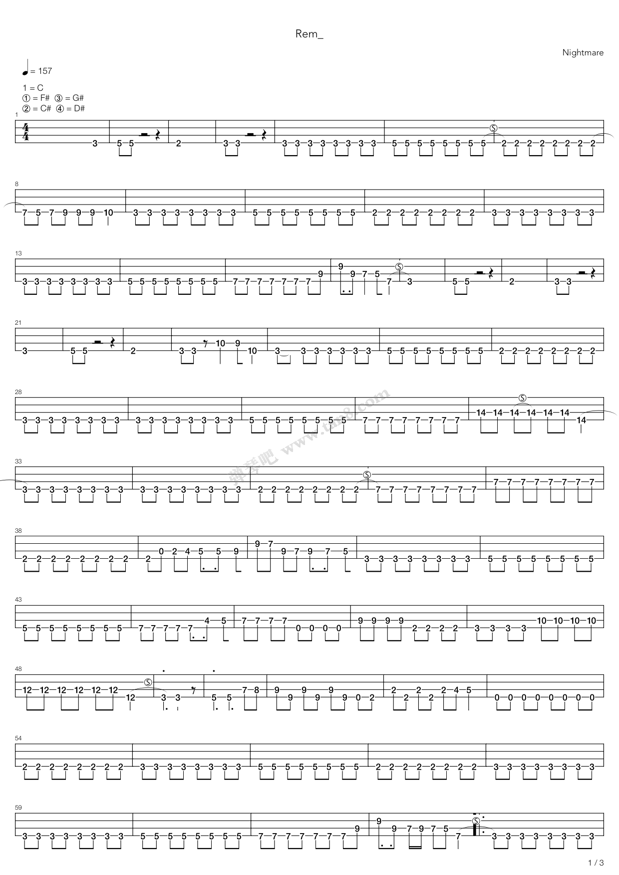 《Rem》吉他谱-C大调音乐网