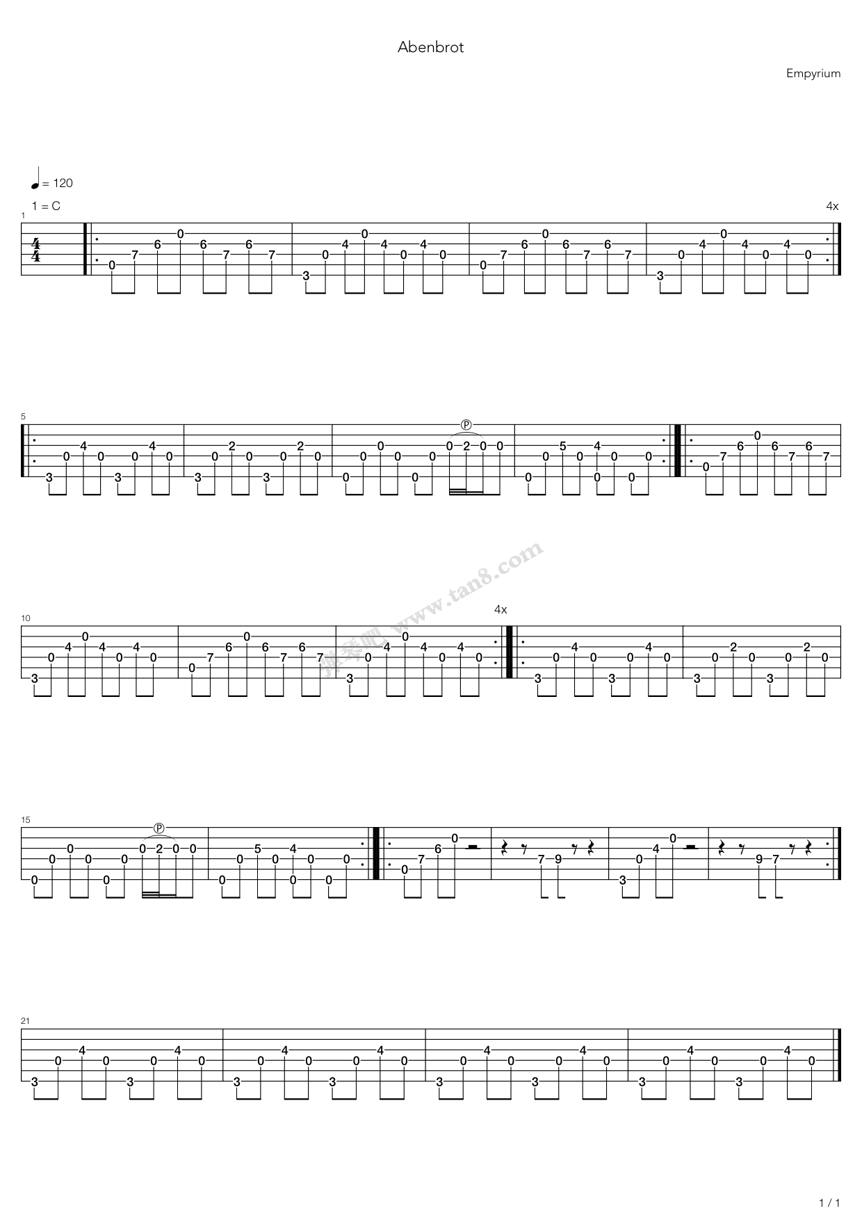 《Abenbrot》吉他谱-C大调音乐网