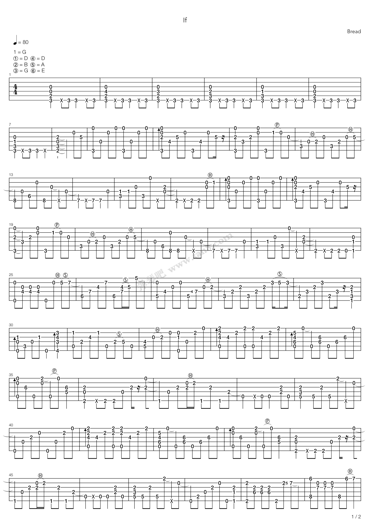《IF》吉他谱-C大调音乐网