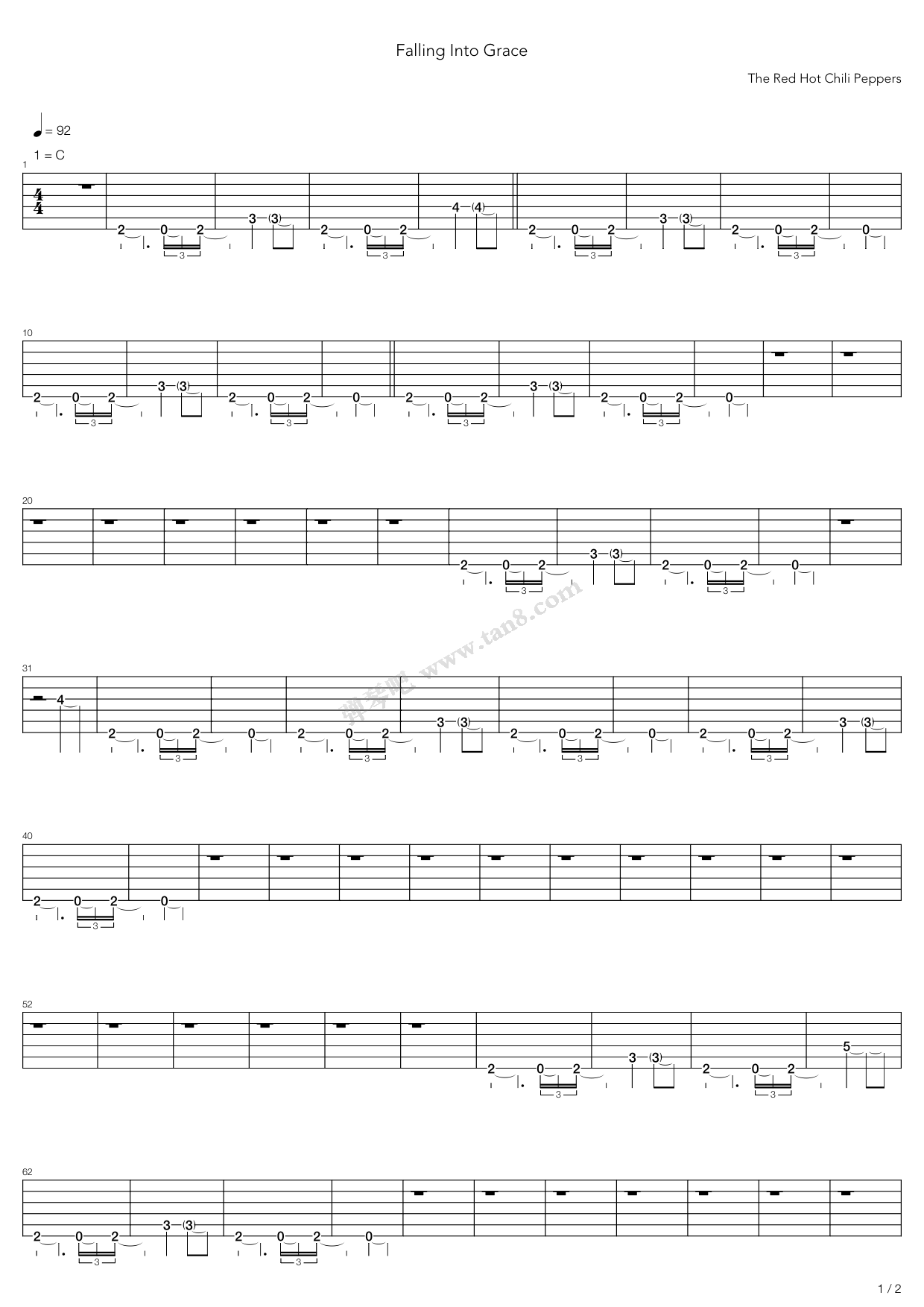 《Falling Into Grace》吉他谱-C大调音乐网