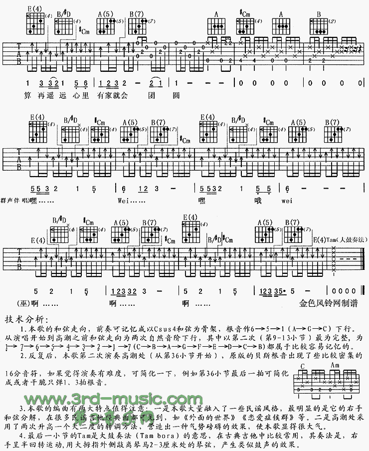 《团圆(《卧虎藏龙》主题曲)》吉他谱-C大调音乐网