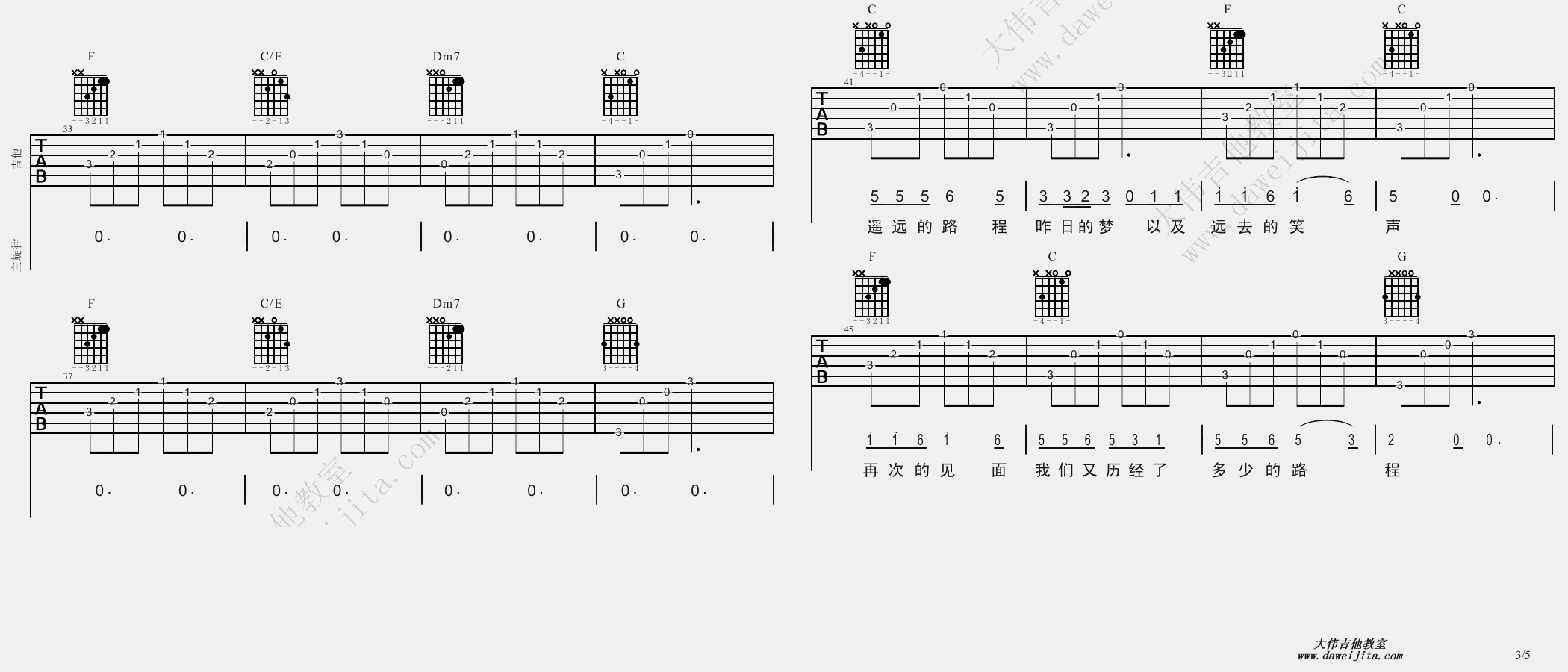 《《光阴的故事》吉他弹唱教学及》吉他谱-C大调音乐网