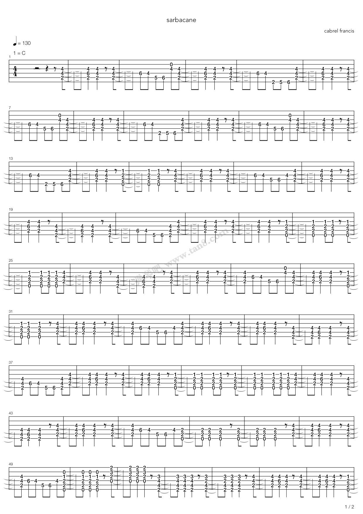 《Sarbacane》吉他谱-C大调音乐网