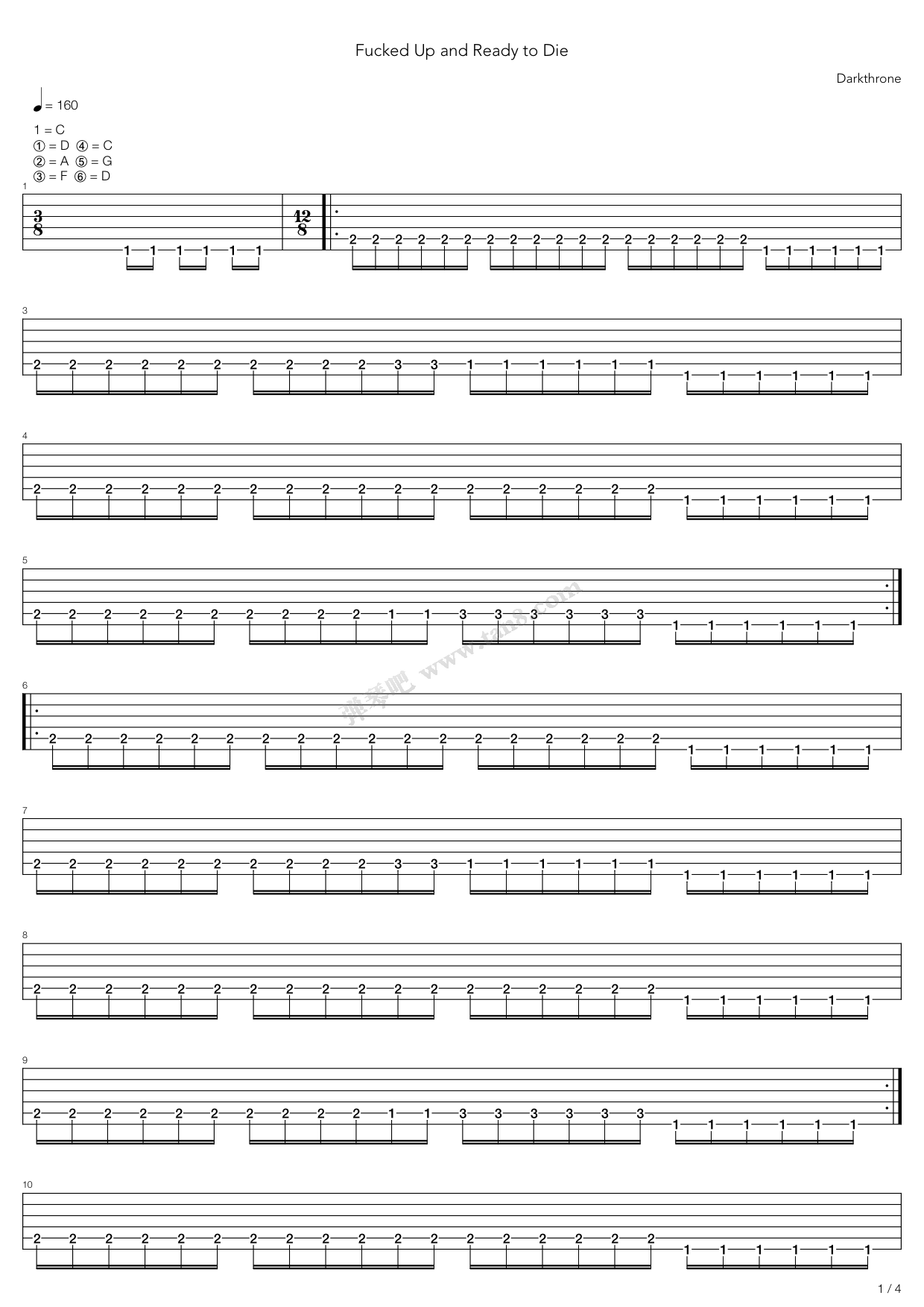 《Fucked Up And Ready To Die》吉他谱-C大调音乐网