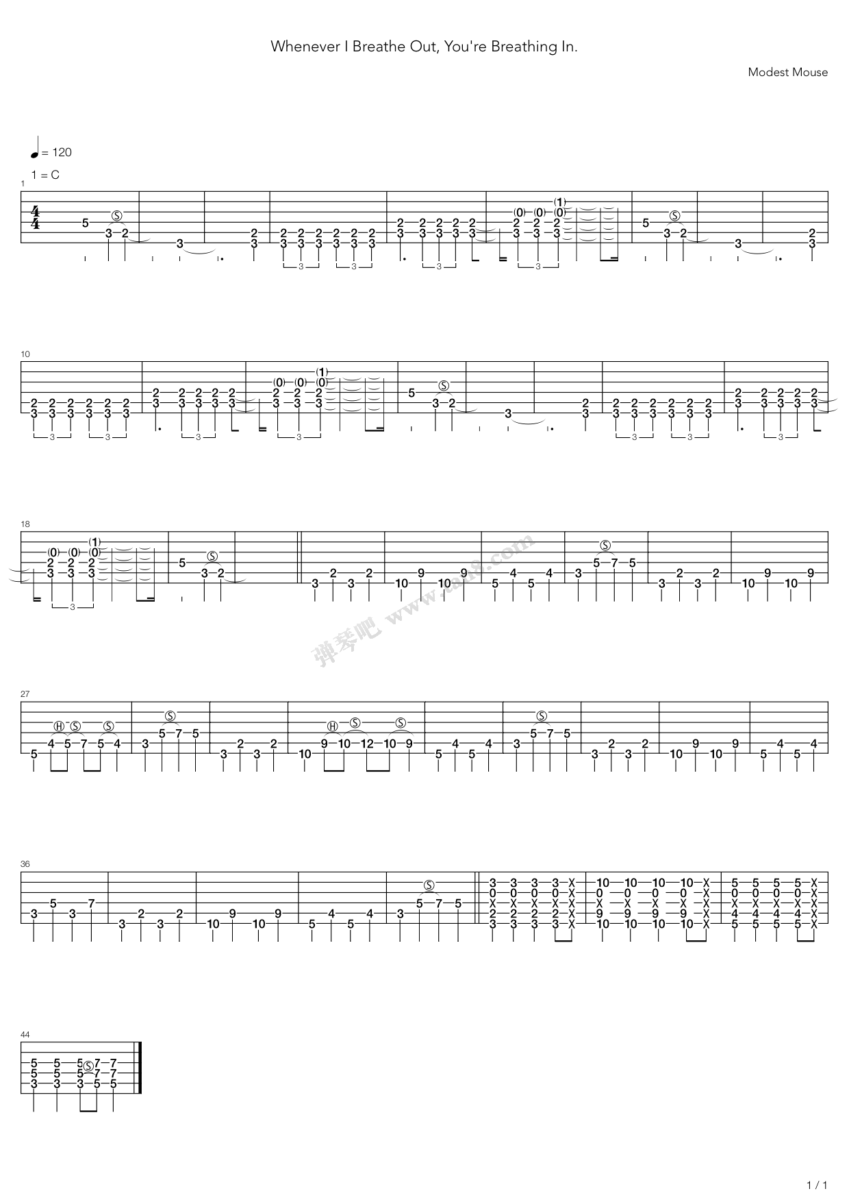 《Whenever I Breathe Out You Breathe In》吉他谱-C大调音乐网