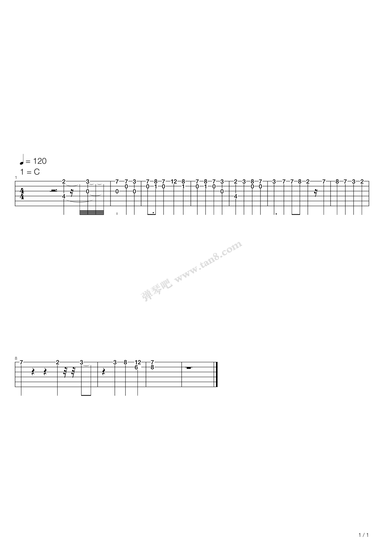 《千年之恋》吉他谱-C大调音乐网