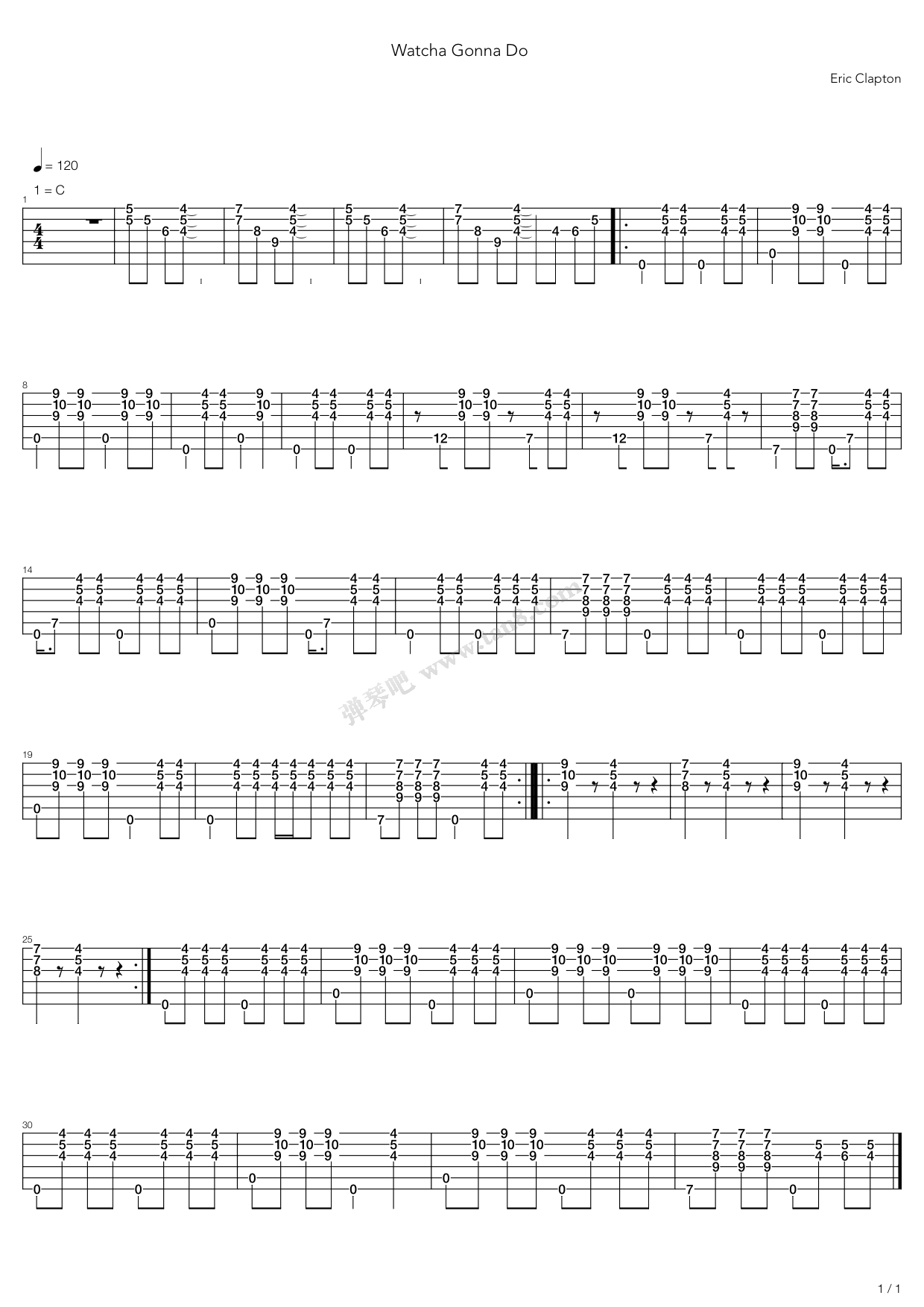 《Watcha Gonna Do》吉他谱-C大调音乐网