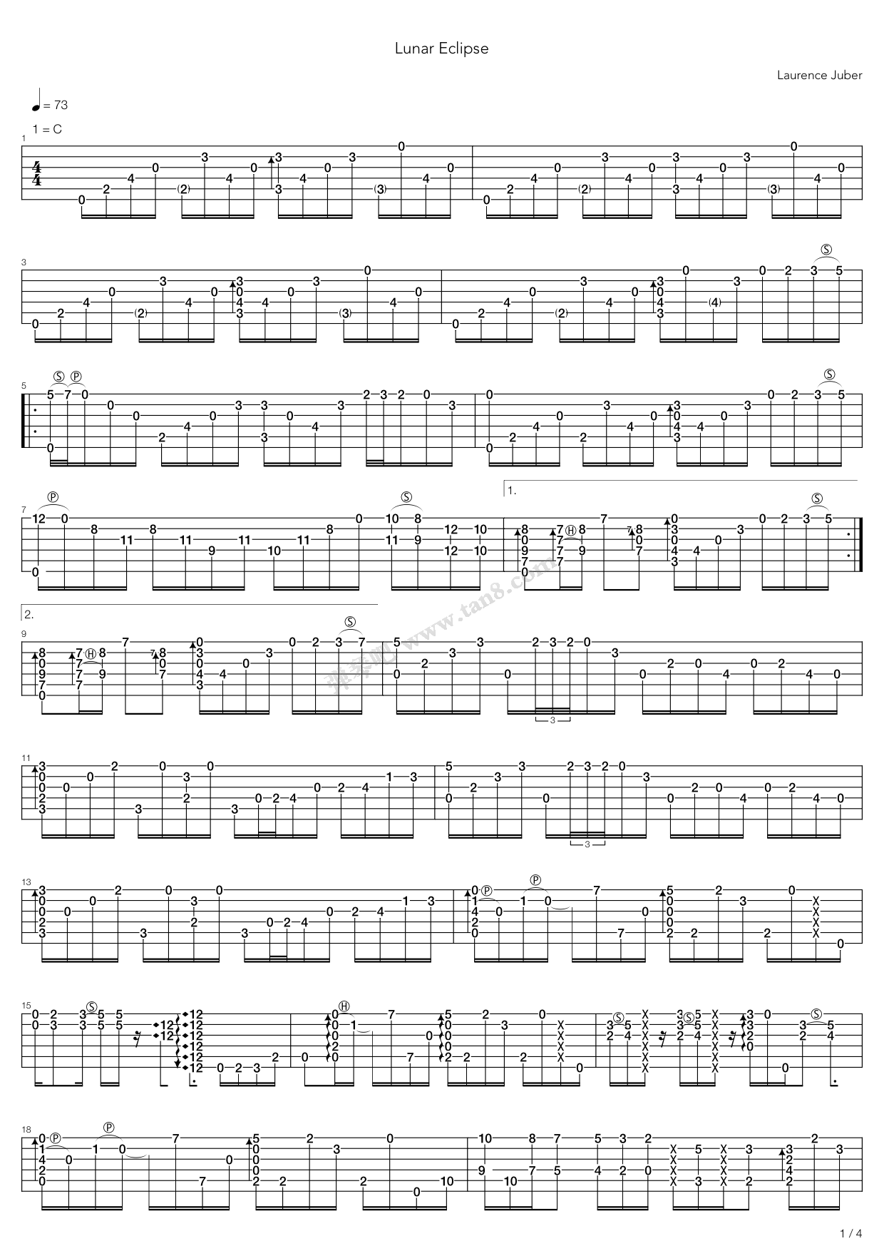 《Lunar Eclipse(月蚀)》吉他谱-C大调音乐网