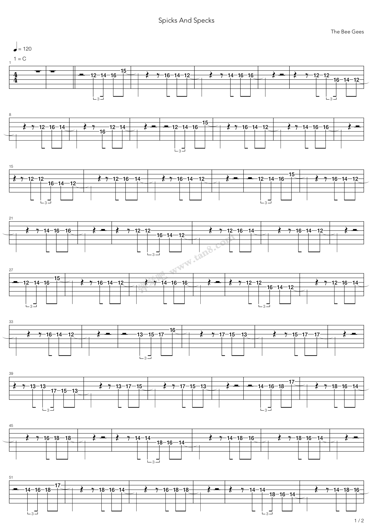 《Spicks And Specks》吉他谱-C大调音乐网