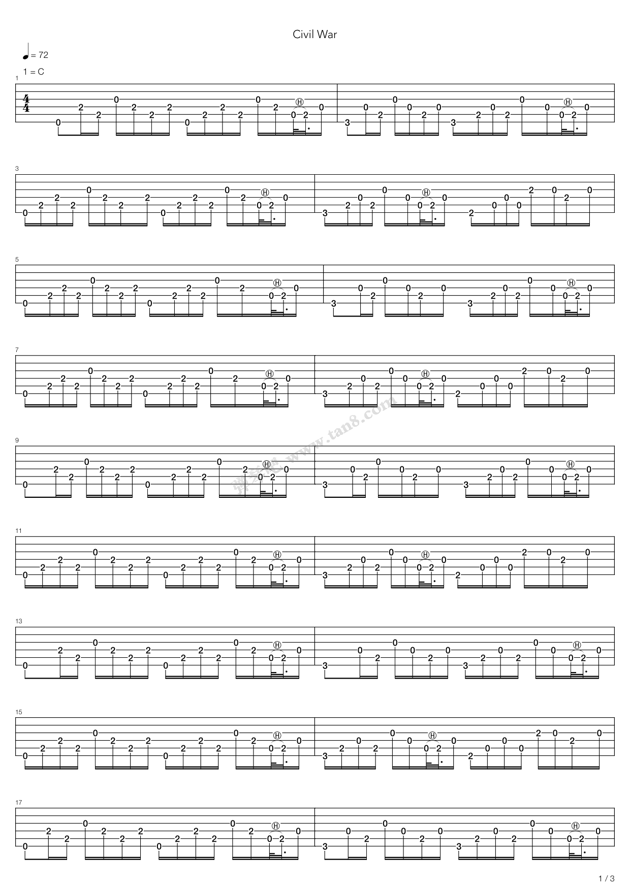 《Civil War》吉他谱-C大调音乐网