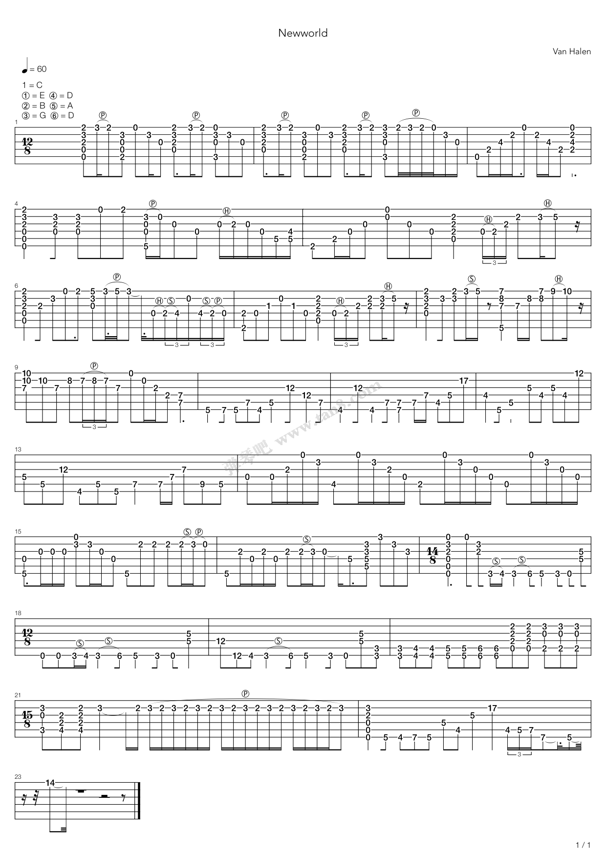 《New world》吉他谱-C大调音乐网
