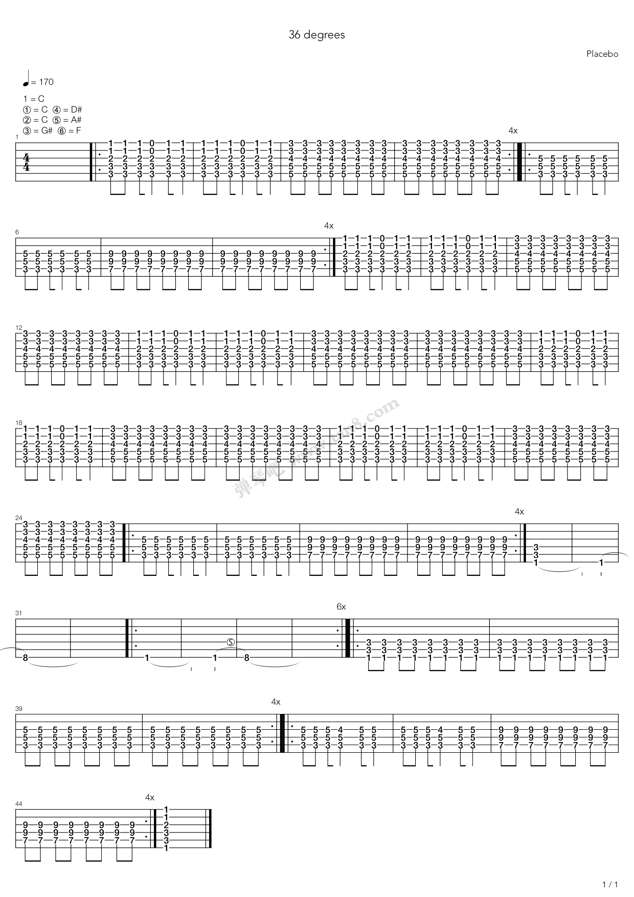 《36 Degrees》吉他谱-C大调音乐网