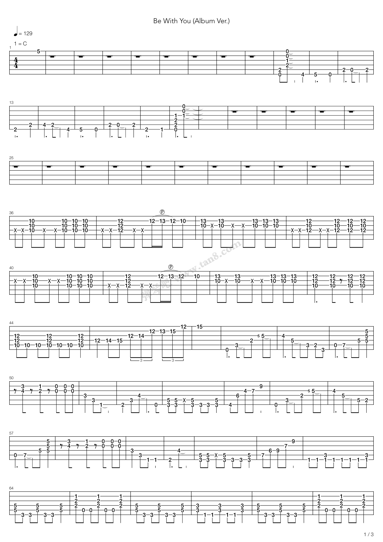 《Be With You》吉他谱-C大调音乐网
