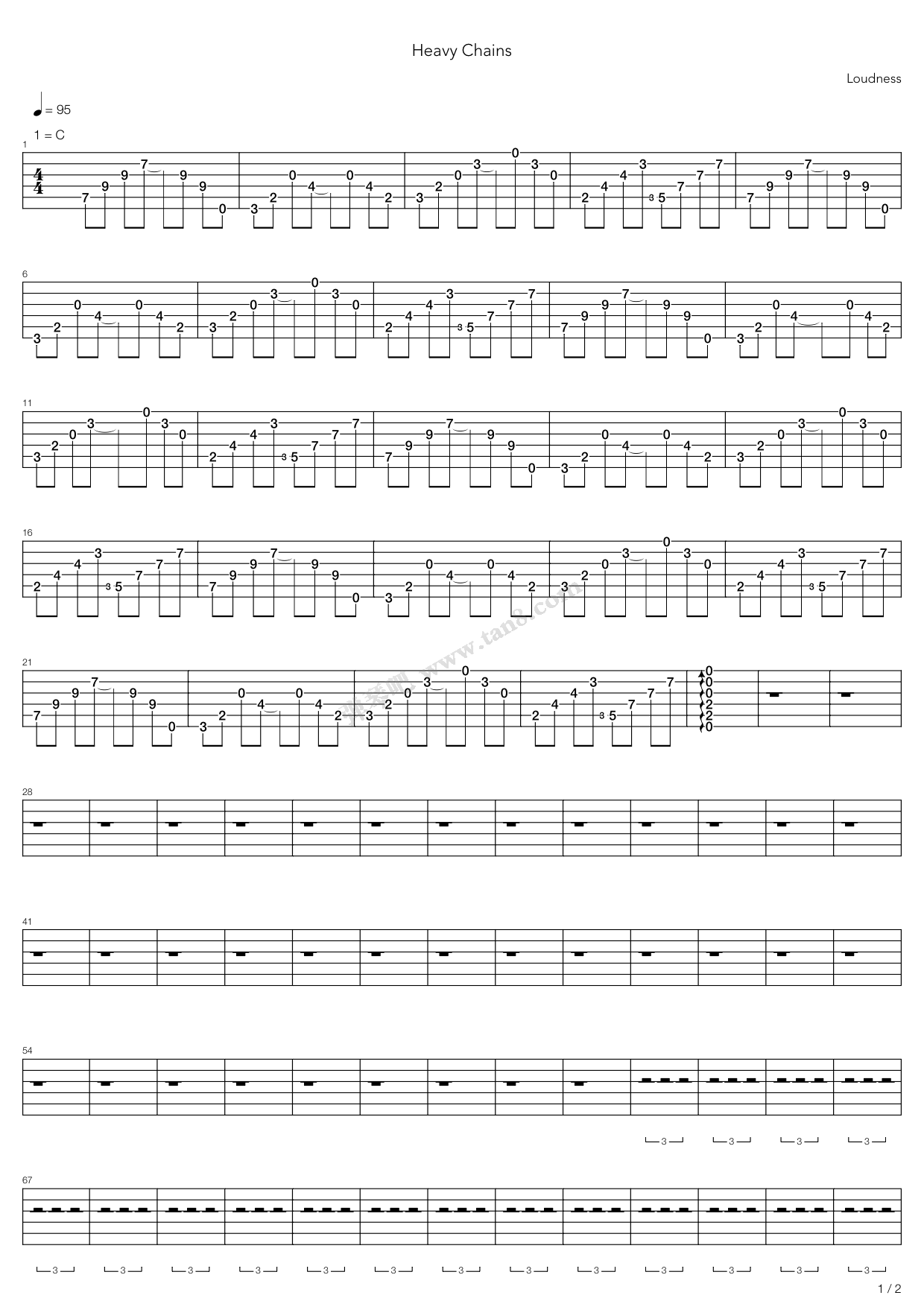 《Heavy Chains》吉他谱-C大调音乐网