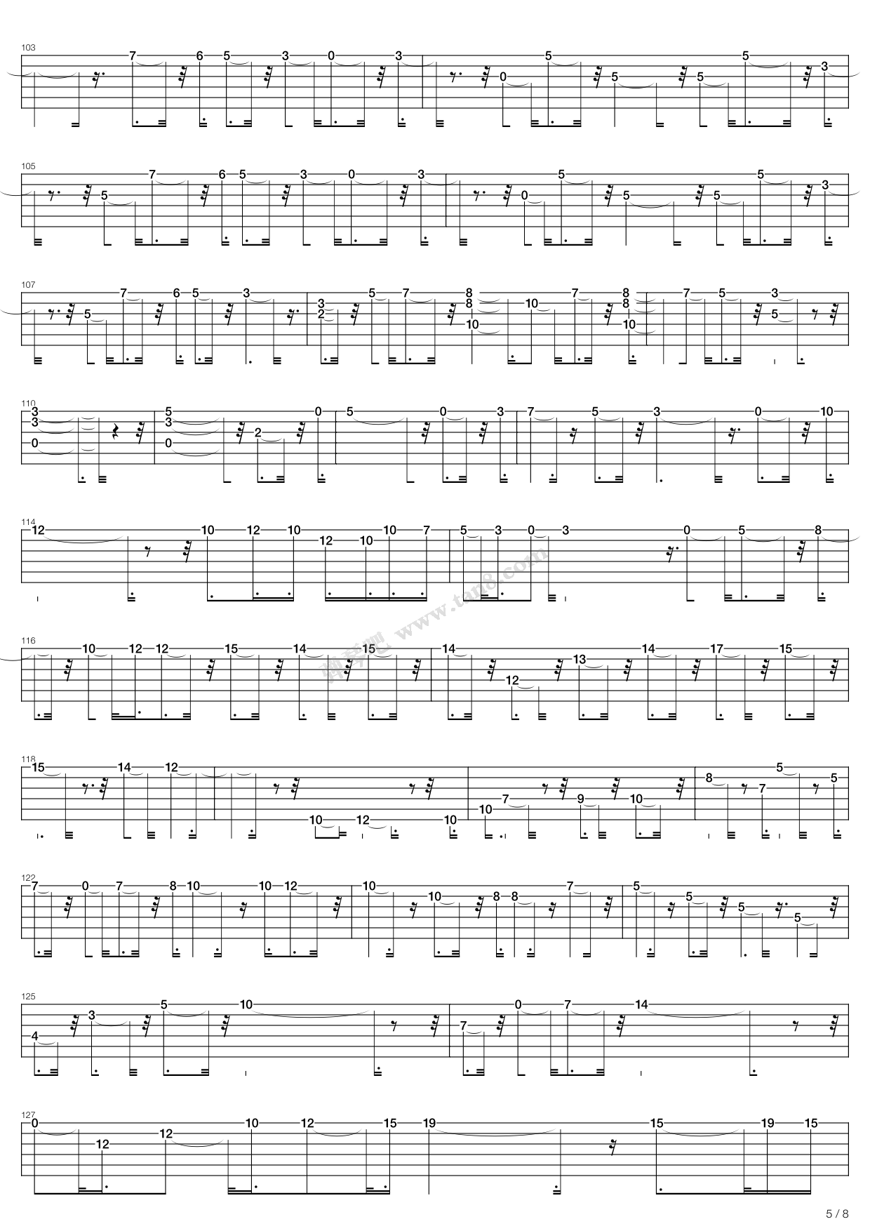 《Cliffs Of Dover》吉他谱-C大调音乐网