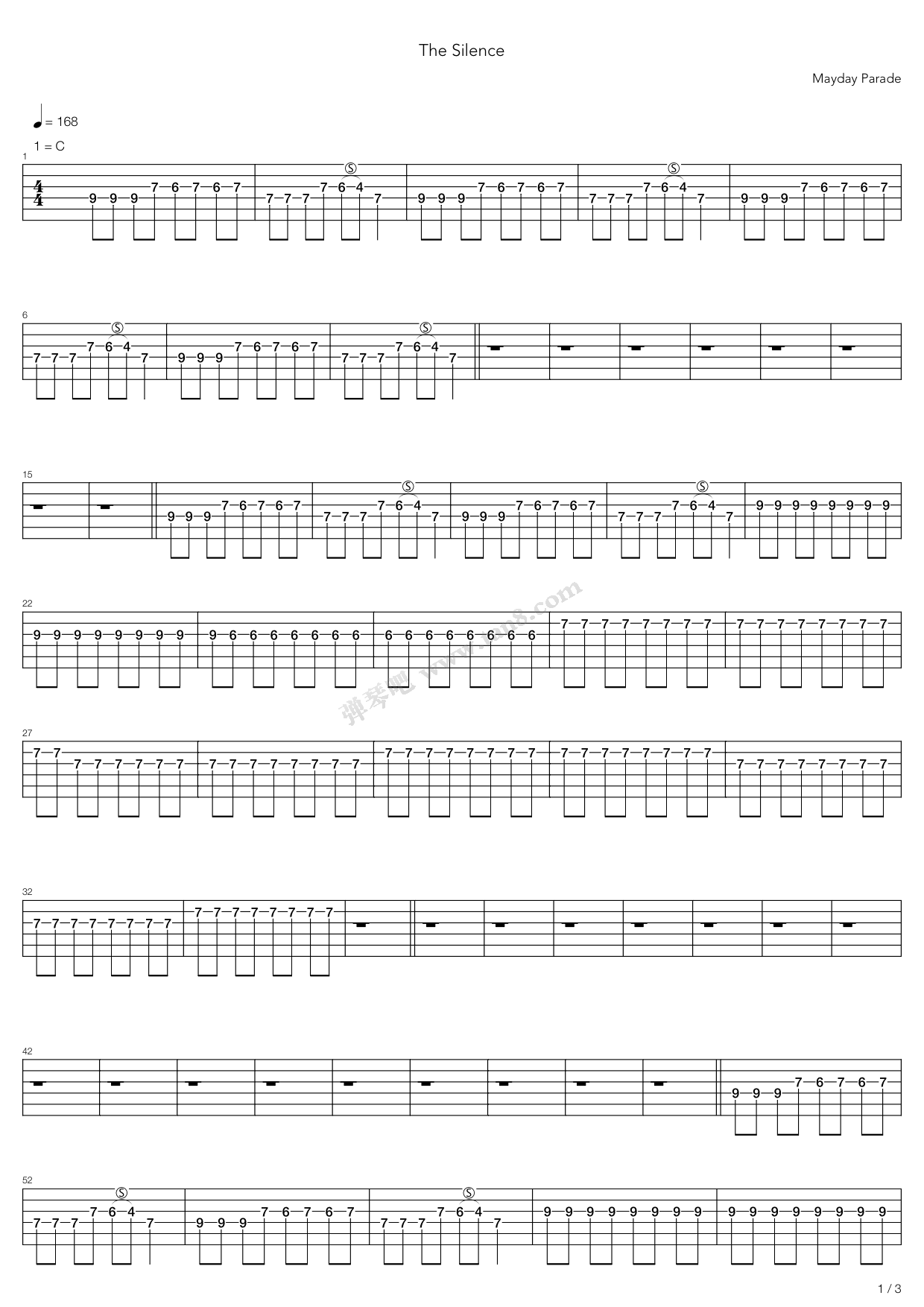 《The Silence》吉他谱-C大调音乐网