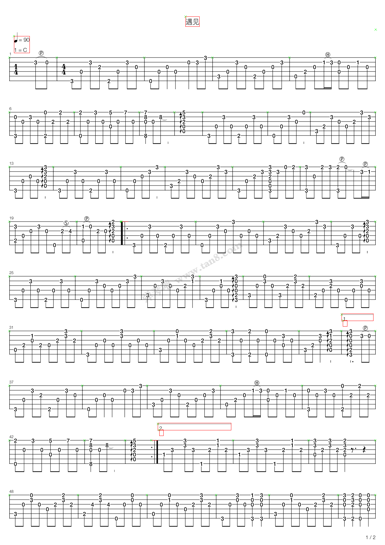 《遇见》吉他谱-C大调音乐网