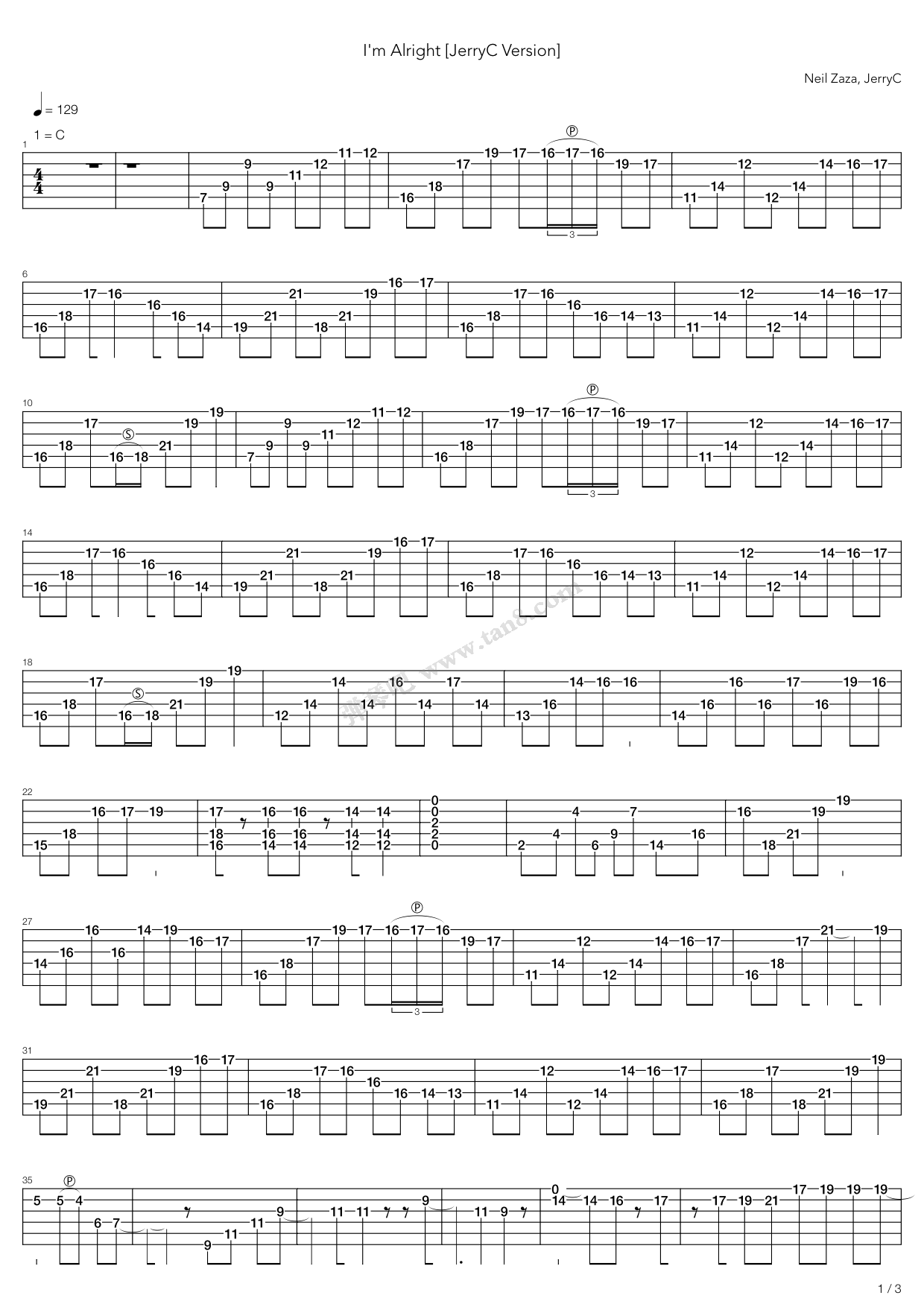 《Alright》吉他谱-C大调音乐网