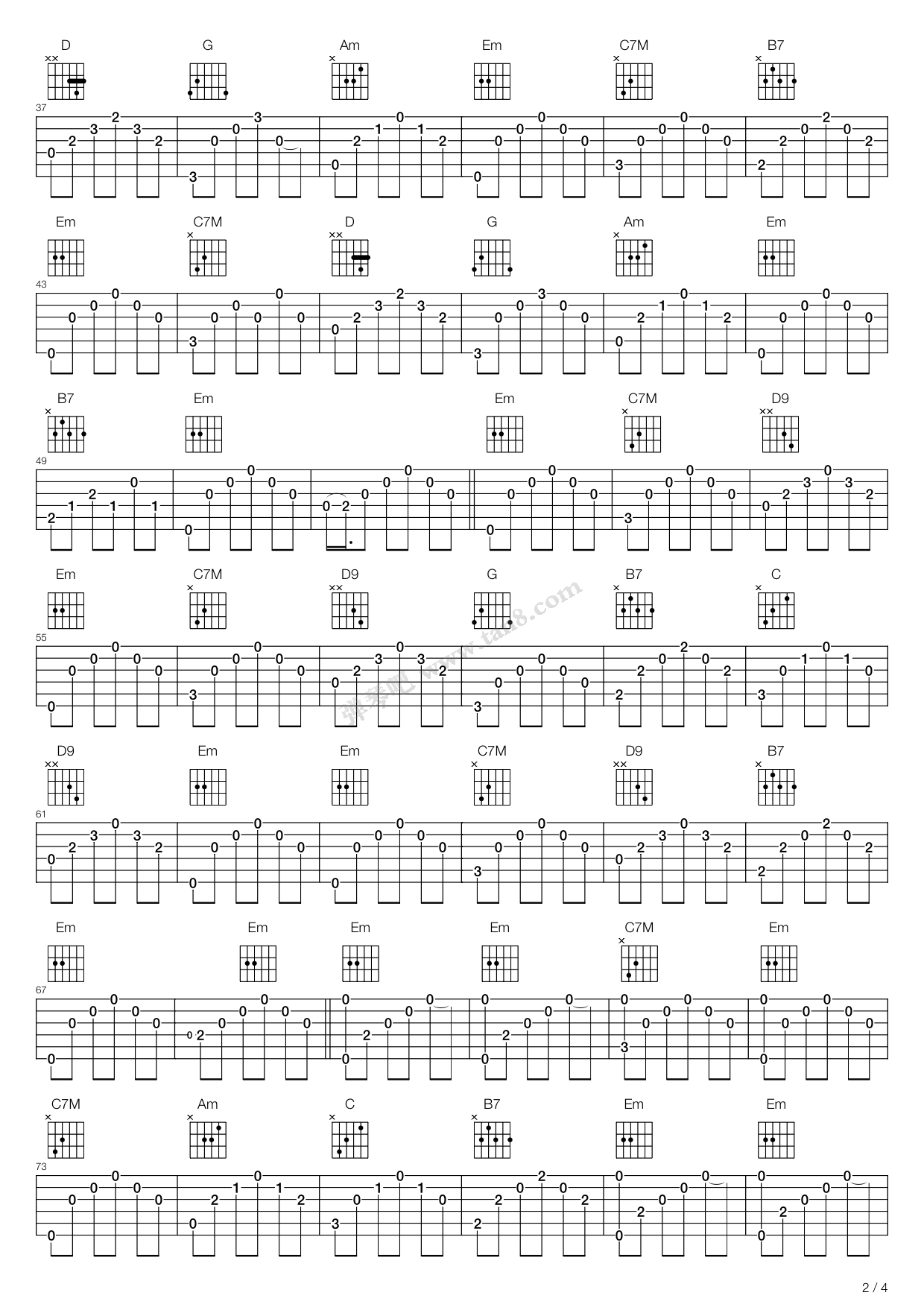 《丁香花》吉他谱-C大调音乐网