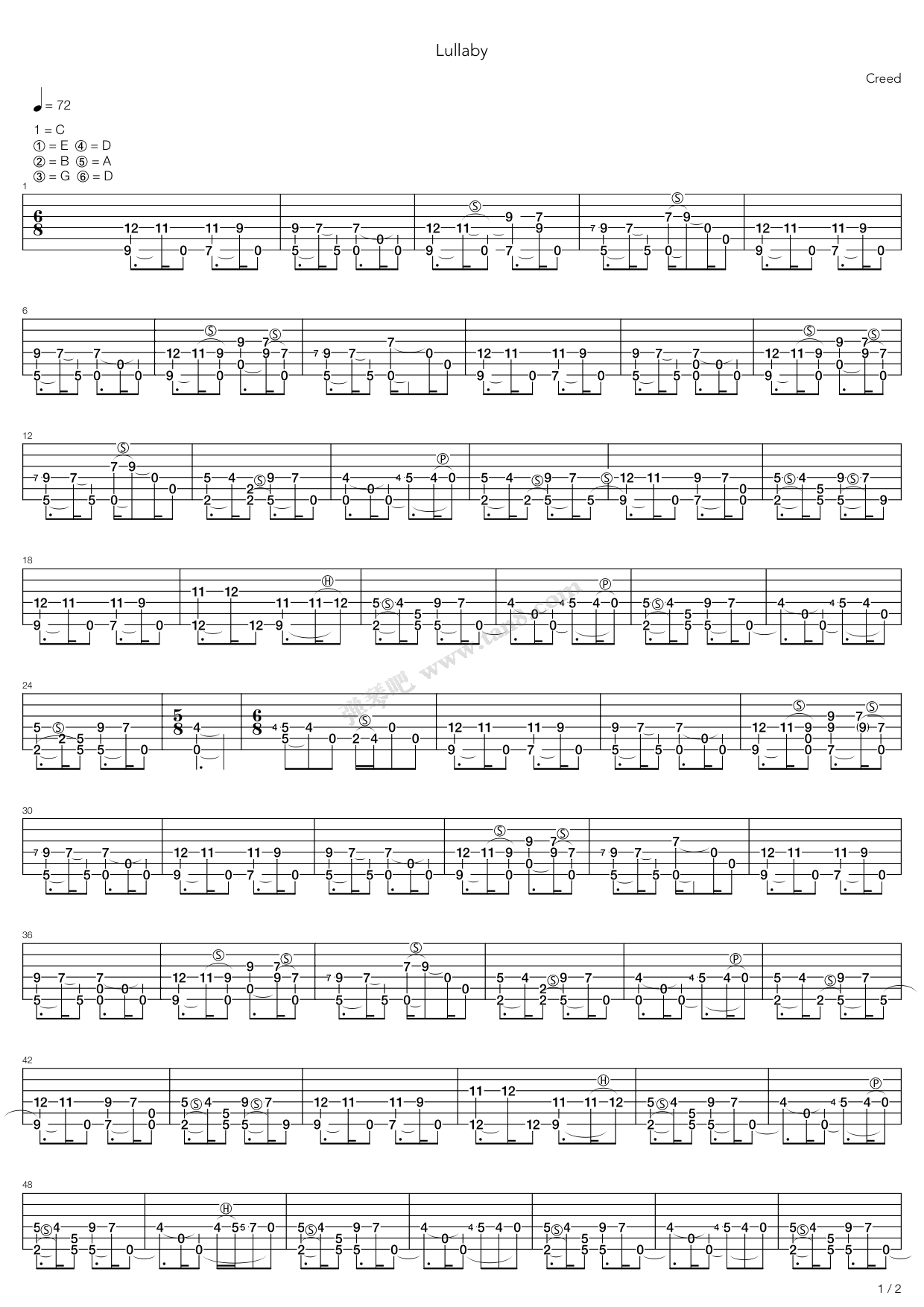 《Lullaby》吉他谱-C大调音乐网